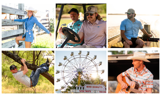 Collage of people in outdoor settings with a Ferris wheel in the center.