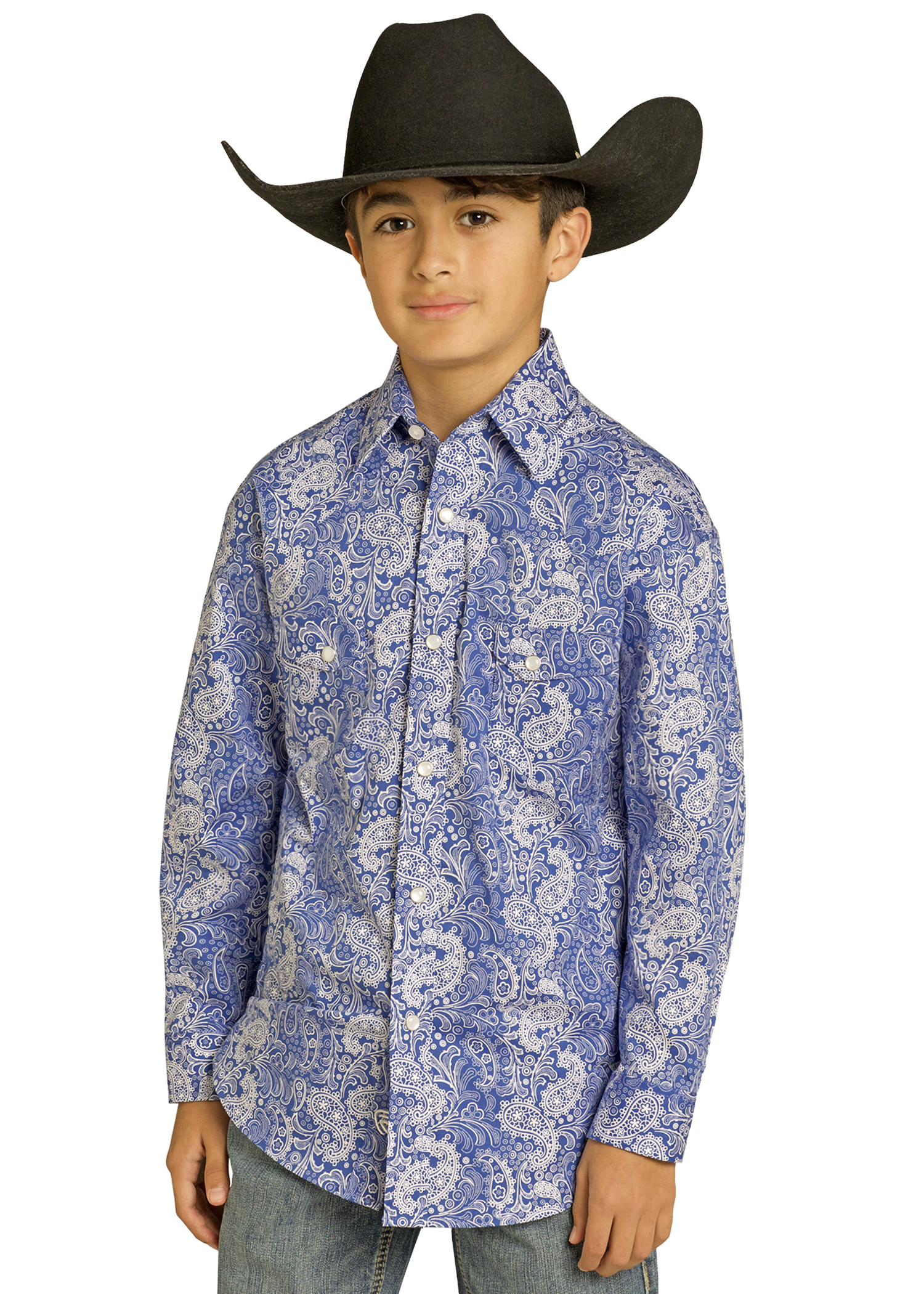 blue paisley dress shirt Men's Ely Cattleman Long Sleeve Paisley Print Western Snap Shirt main image 0