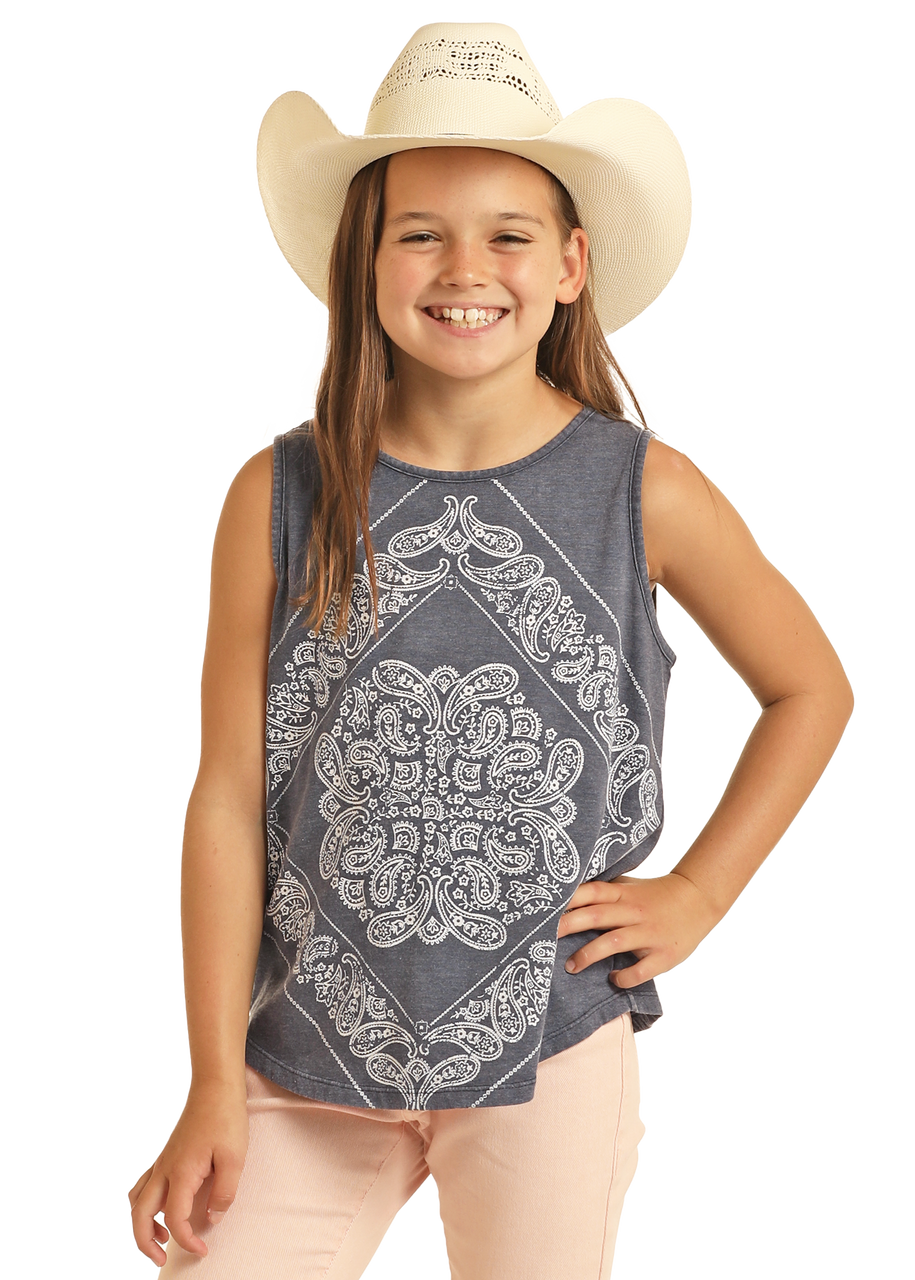 【初回限定】 Girls' Bandana Denim Roll & Rock | Tank Print トップス