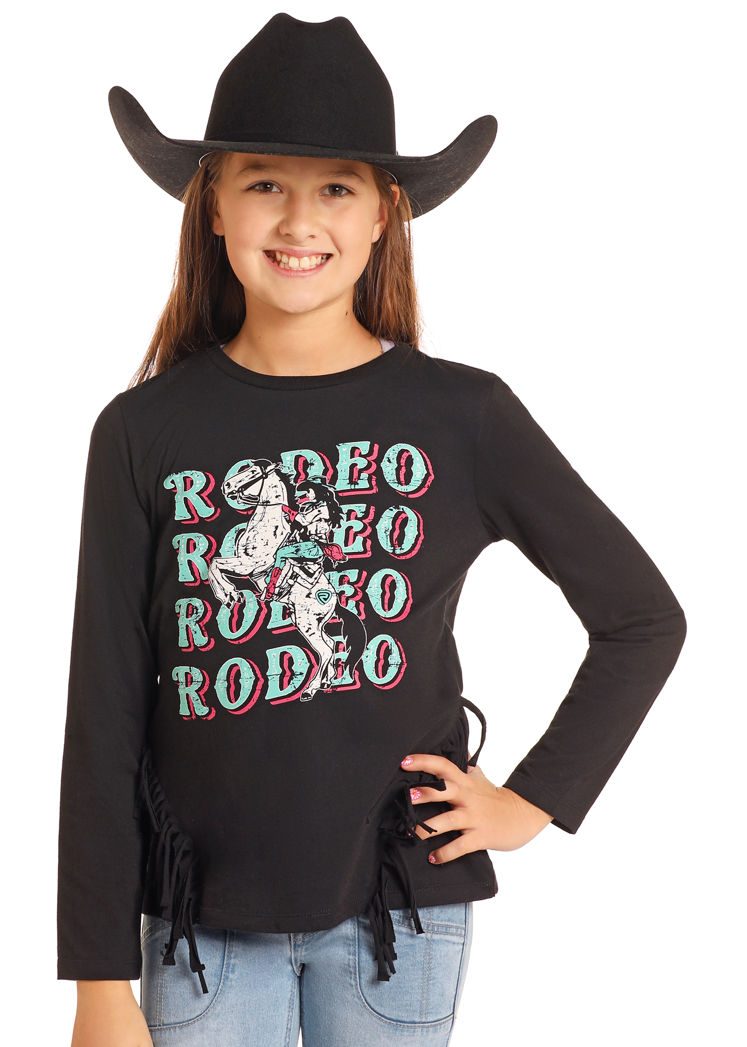 Girls' Rodeo Fringe Long Sleeve Tee | Rock & Roll Denim