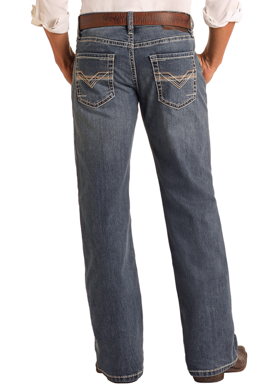 Men's Relaxed Fit Feather Stitch Bootcut JeansThese Double Barrel