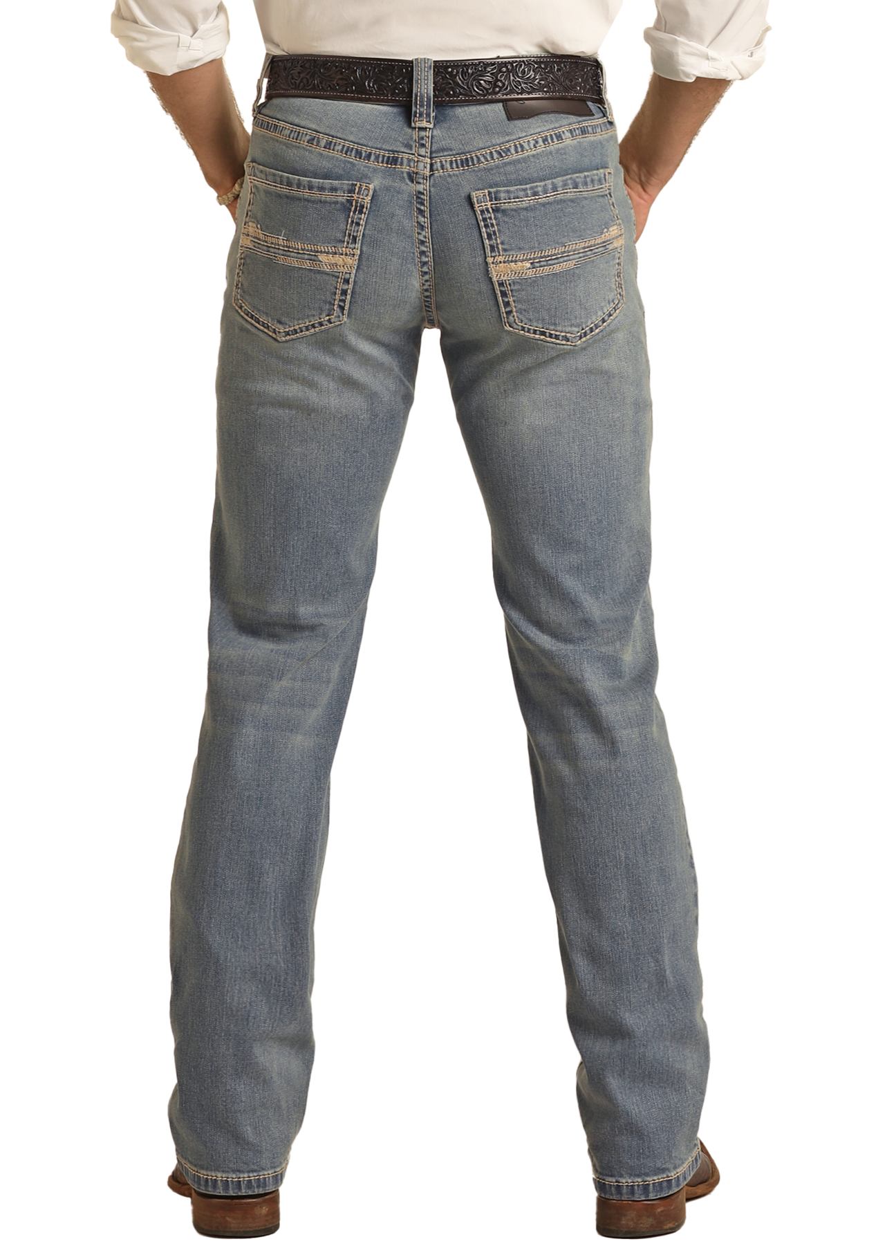 69n'rollです Men's Slim Fit Ladder Embroidered Straight Leg Jeans | Rock & Roll