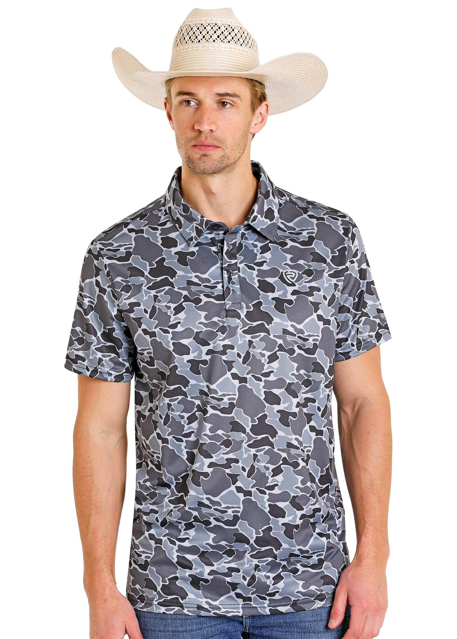 Men's Grey Camo Polo | Rock & Roll Denim