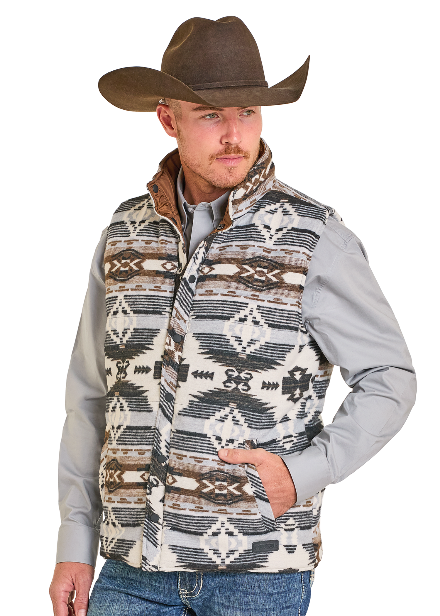 Men's Reversable Aztec Jacquard Vest | Rock & Roll Denim