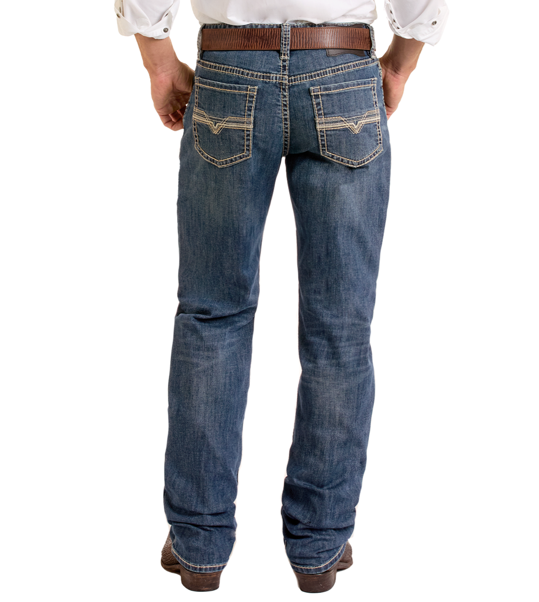 Men's High Rise Regular Fit Two-Tone Stackable Bootcut Jeans