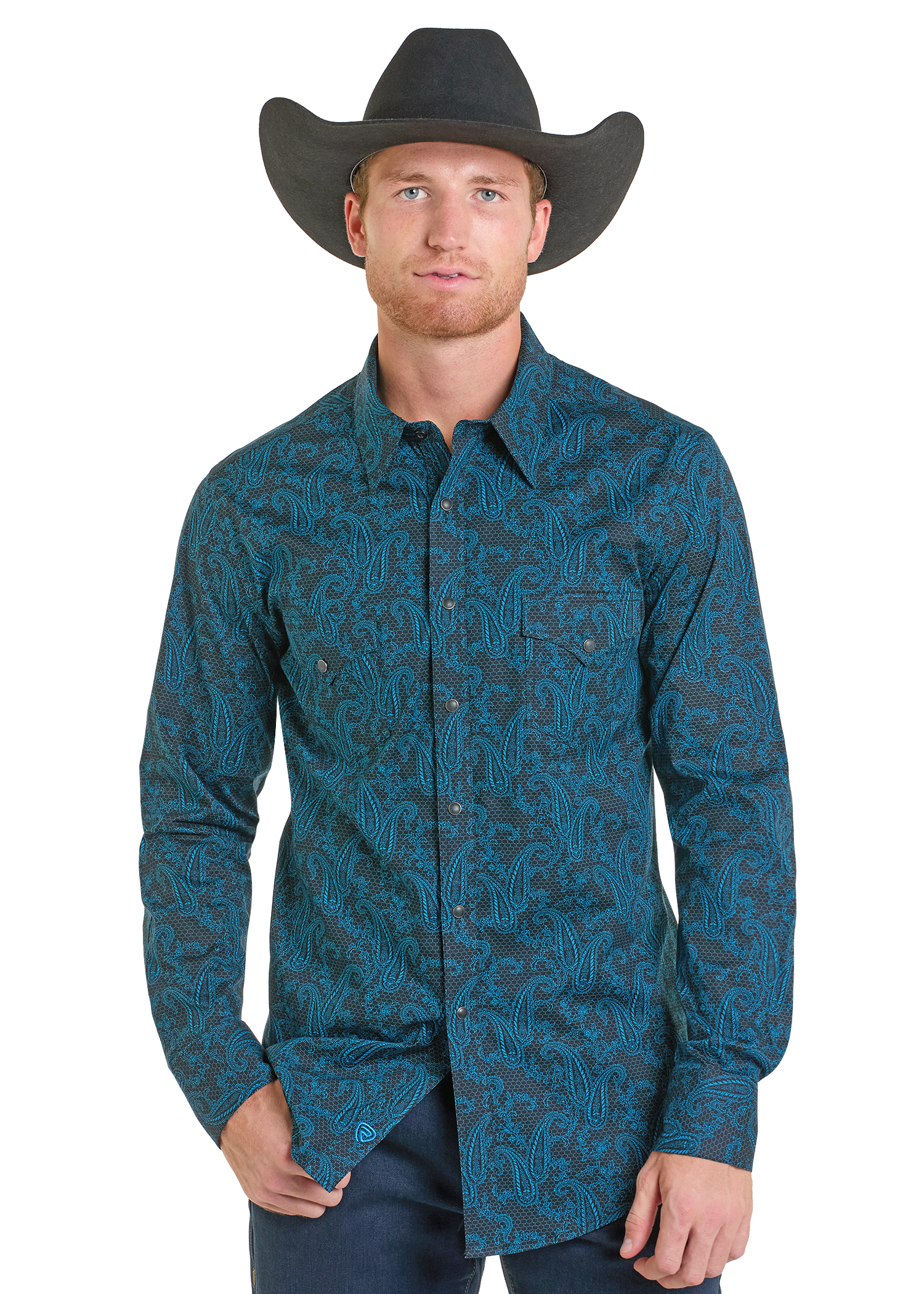 Men's Slim Fit Dark Paisley Long Sleeve Snap Shirt | Rock & Roll Denim