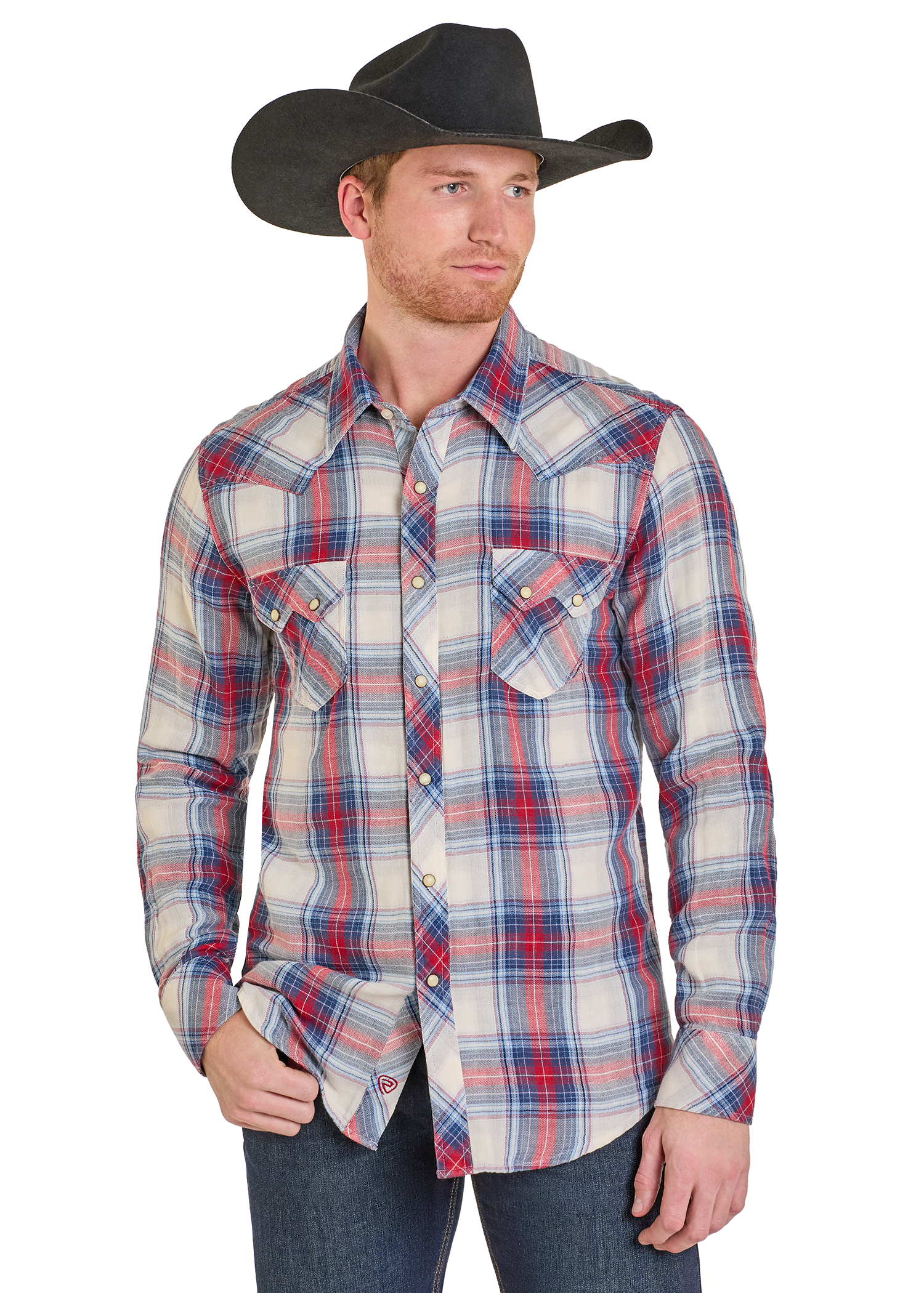 Men’s Plaid Long Sleeve Snap Shirt BMN2S07660 MEDIUM