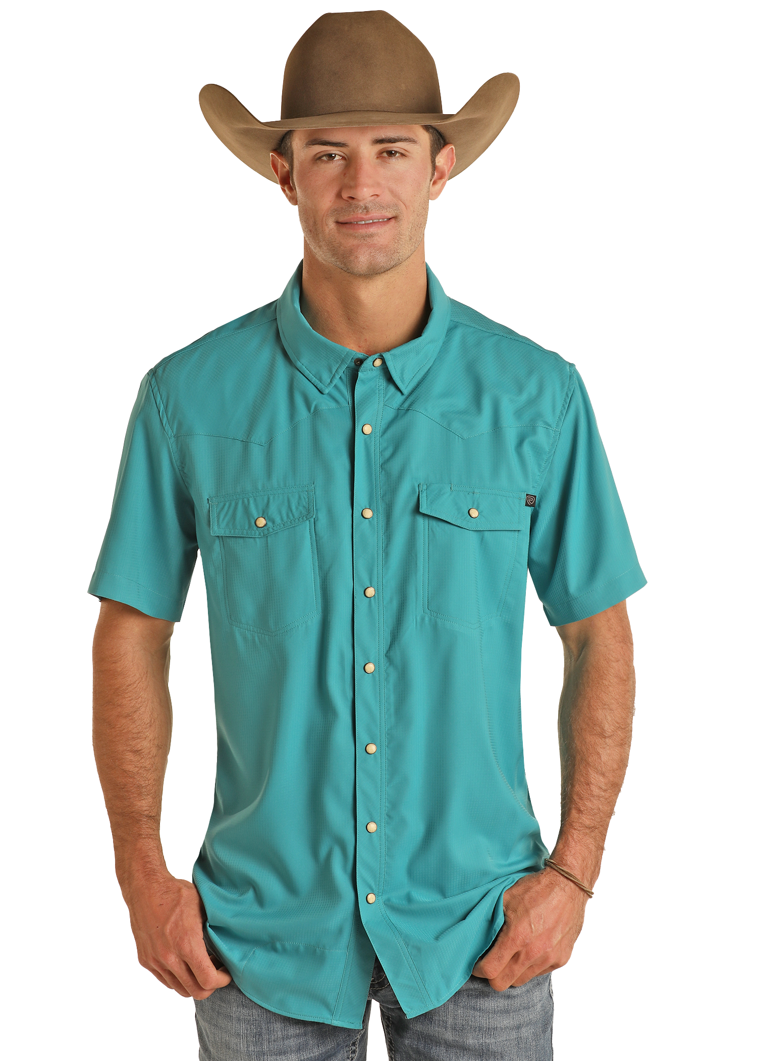 Men's TEK Western Turquoise Short Sleeve Shirt Men's TEK Western Turquoise Short Sleeve Shirt