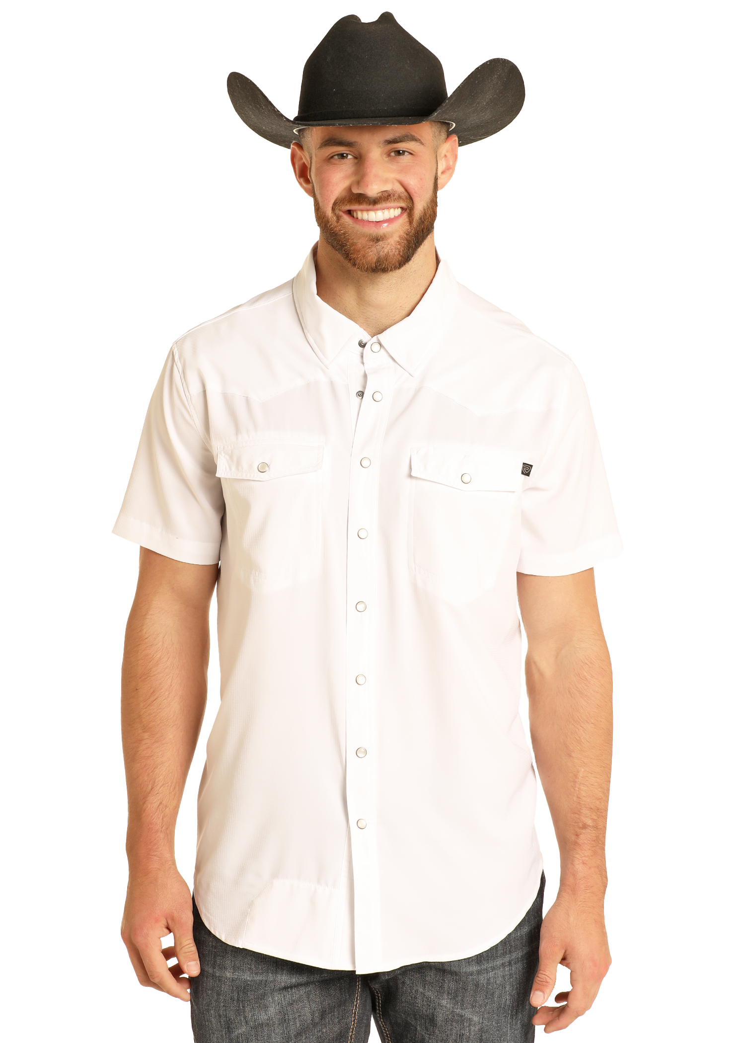 Men's TEK Western Solid White Short Sleeve Shirt Men's TEK Western Solid White Short Sleeve Shirt