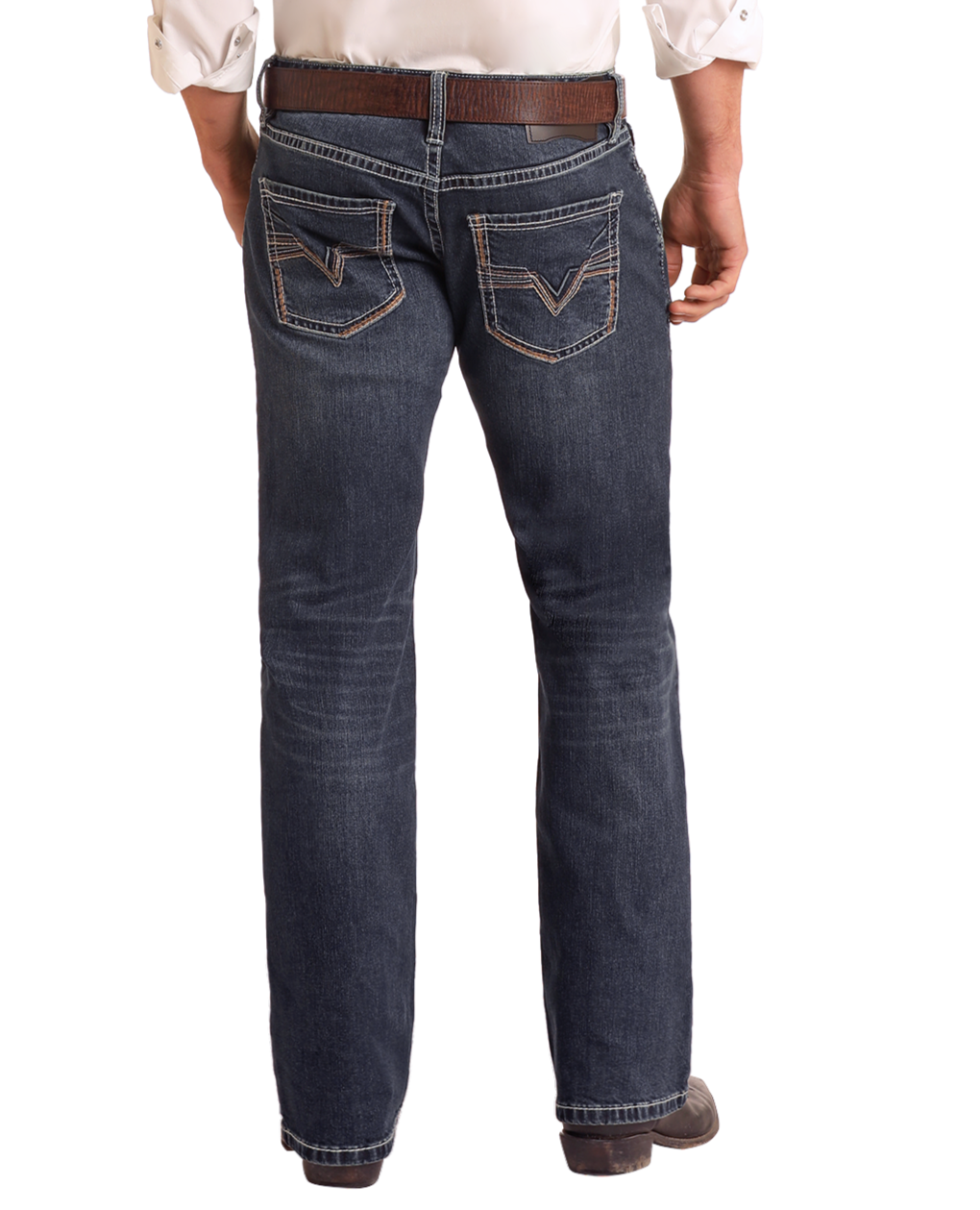 Men's Regular Fit Two-Tone V Embroidered Stackable Bootcut Men's Regular Fit Two-Tone V Embroidered Stackable Bootcut