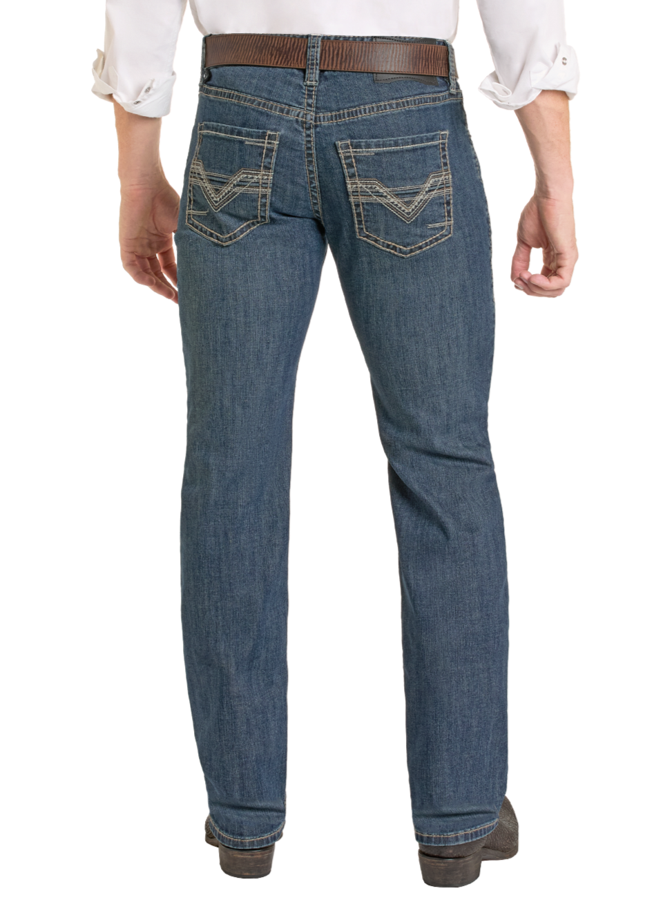 Men's Regular Fit Ladder Stackable Bootcut Jeans Rock Roll Denim
