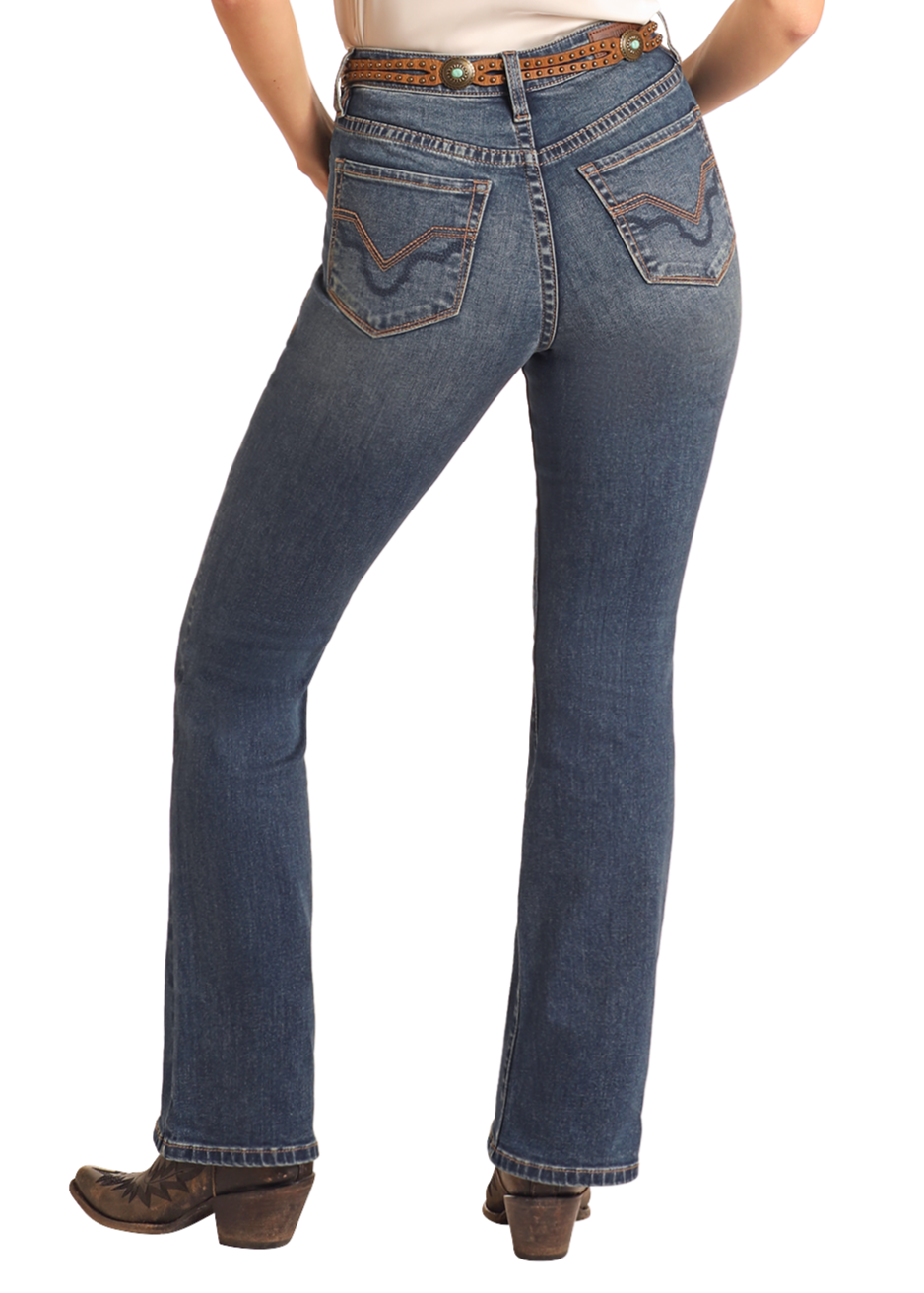 Women's Mid Rise Signature Bootcut Jeans Rock Roll Denim