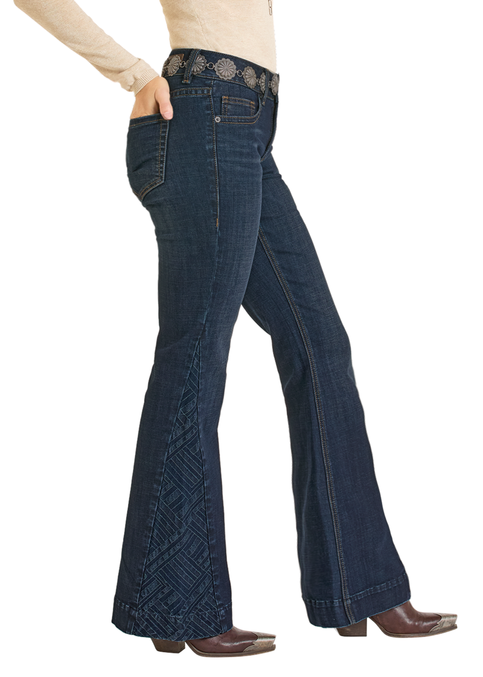 Women's High Rise Side Insert Trouser Jeans | Rock & Roll Denim