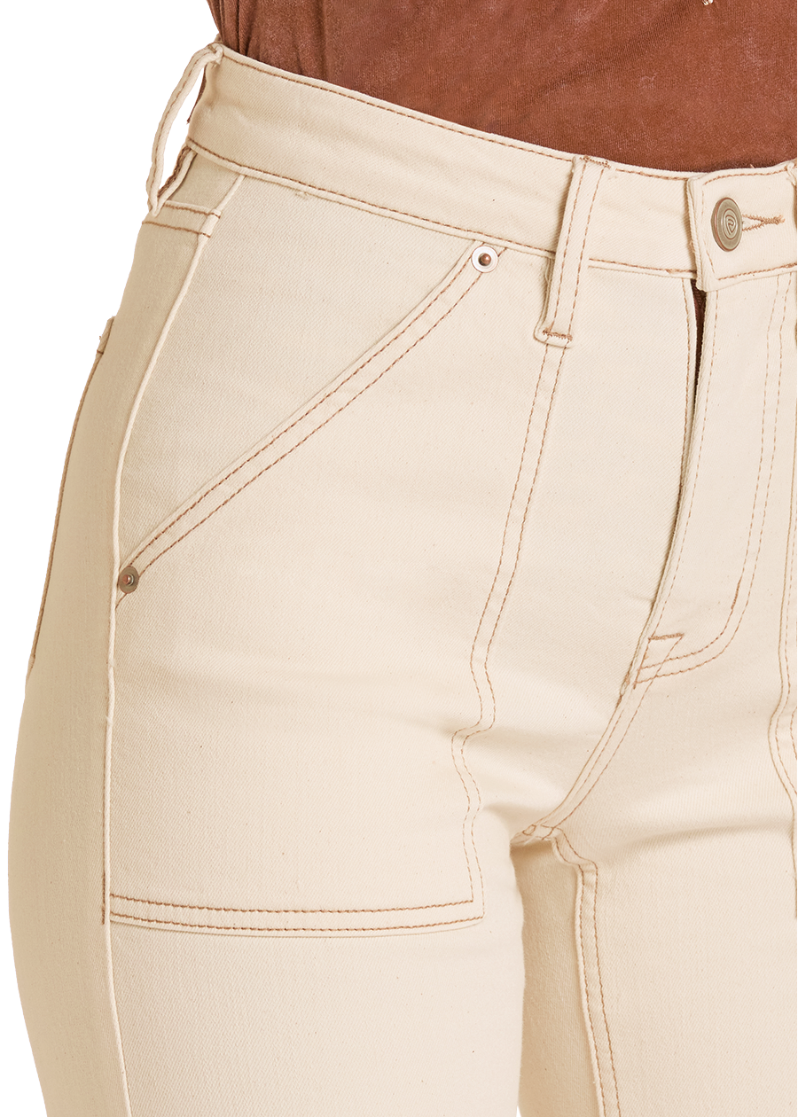 Cream pants with a white background