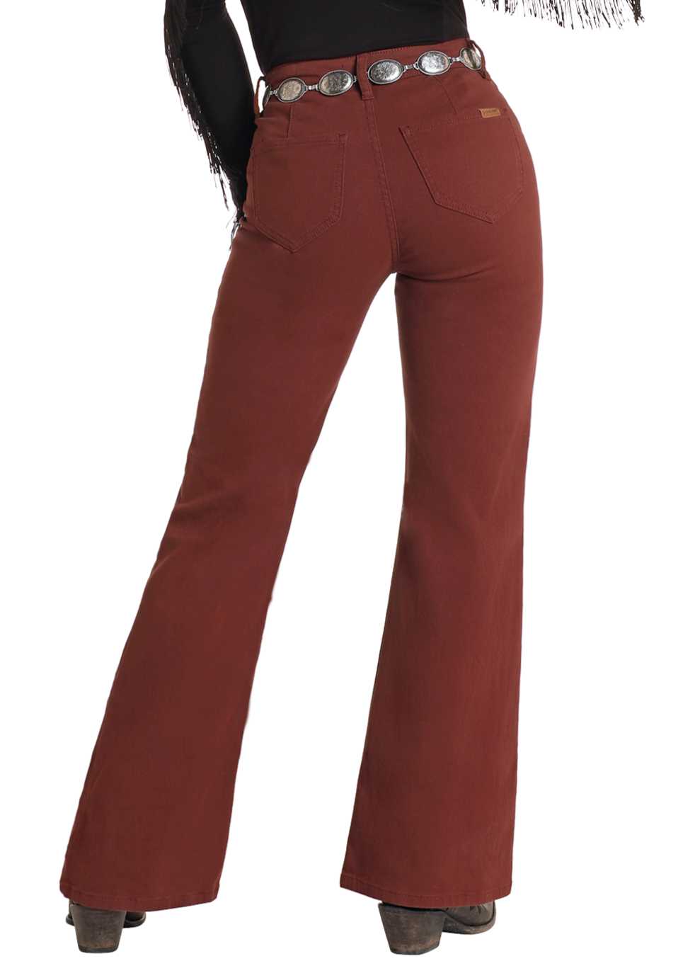 Women's High Rise Wide Leg Flare Jeans Rock Roll Denim