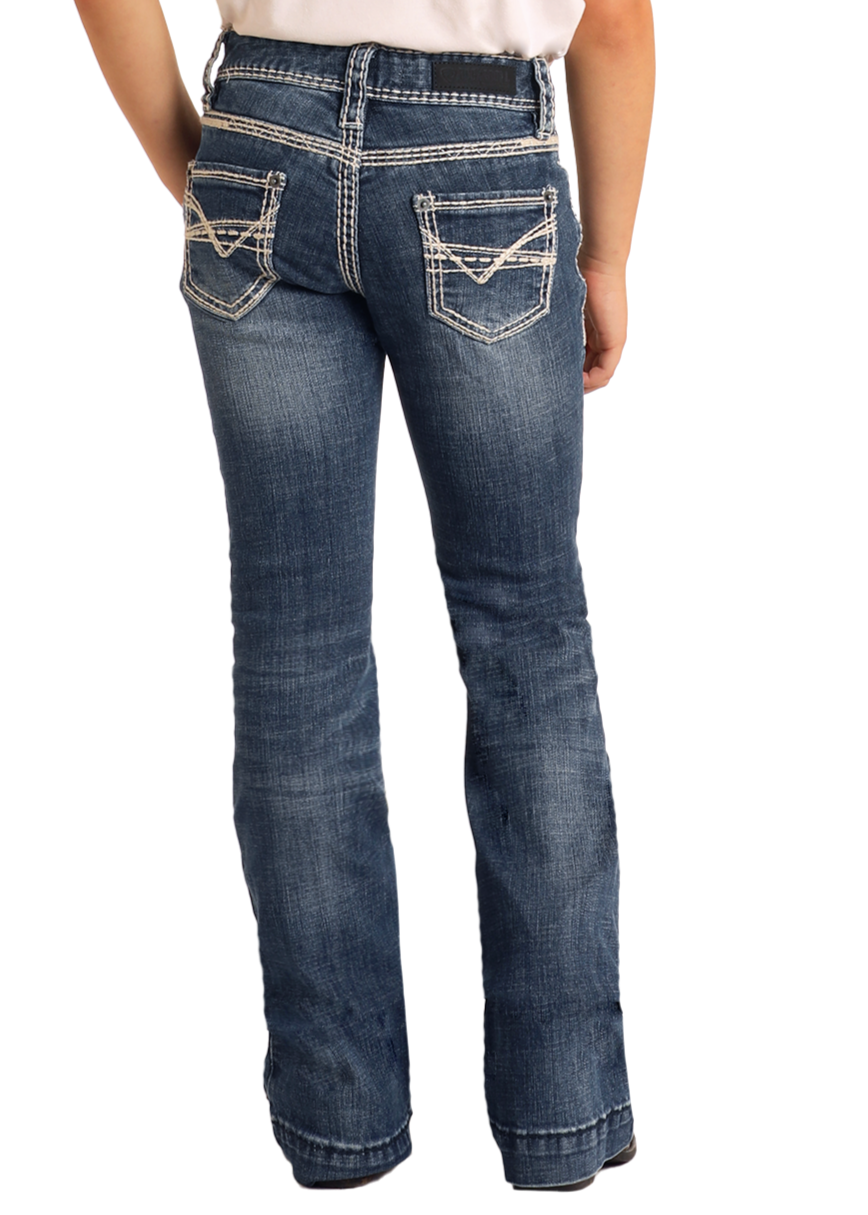 Girls' Heavy Stitch Trouser Jeans Rock Roll Denim