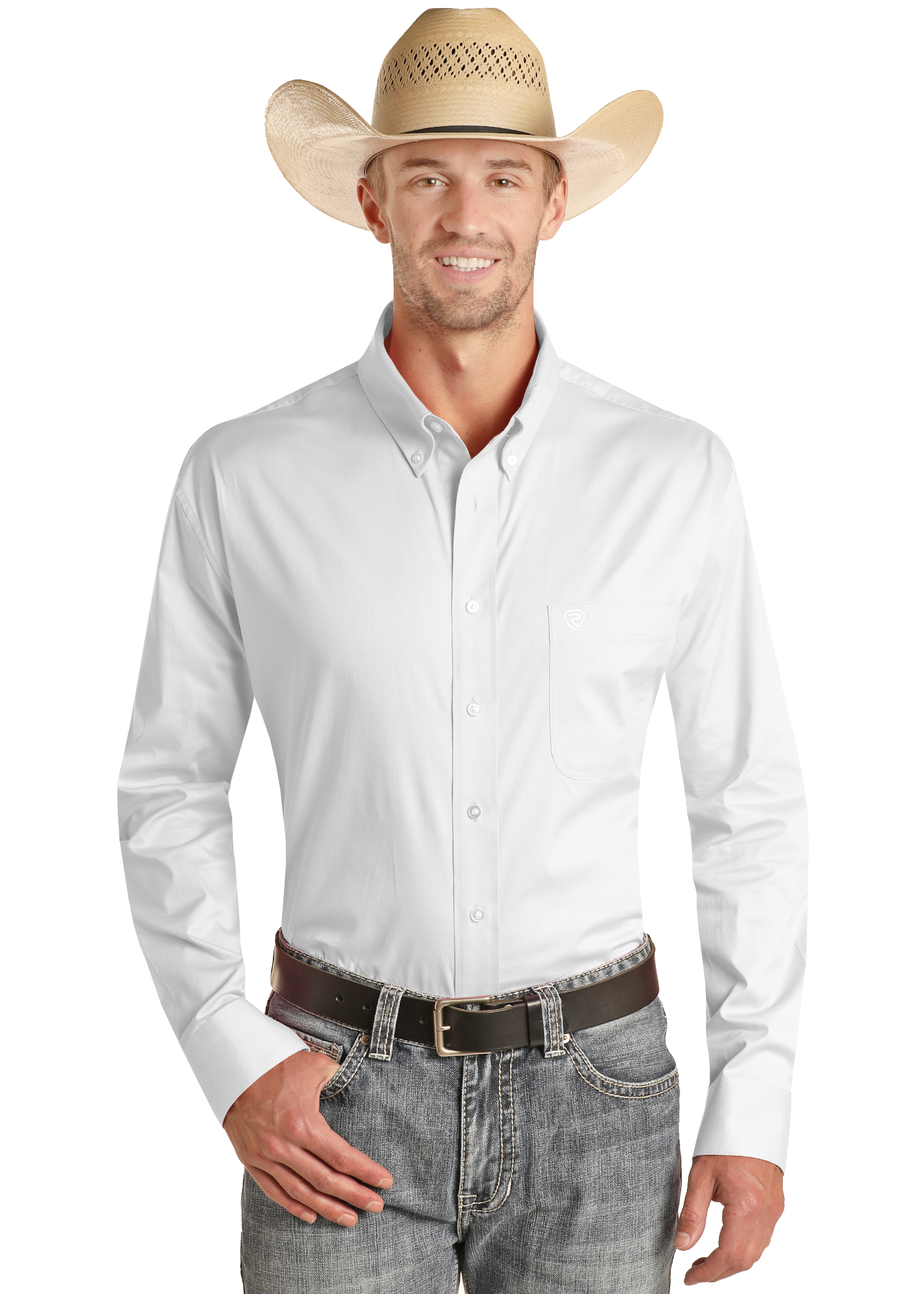 ★KIRSH★ Rock and Roll Long Sleeve White Men's Regular Fit White Long Sleeve Button Shirt | Rock