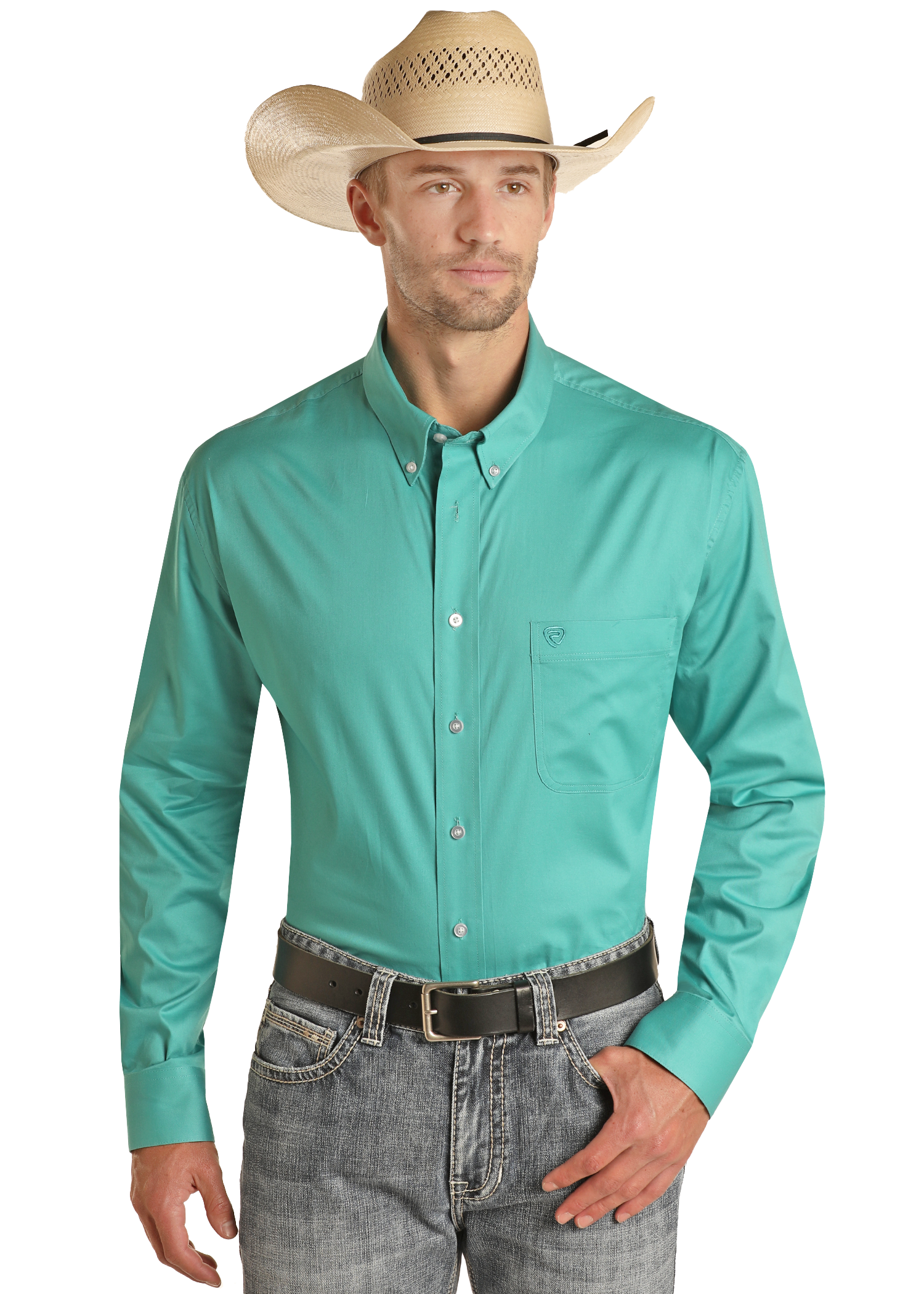 Men's Regular Fit Teal Long Sleeve Button Shirt Men's Regular Fit Teal Long Sleeve Button Shirt