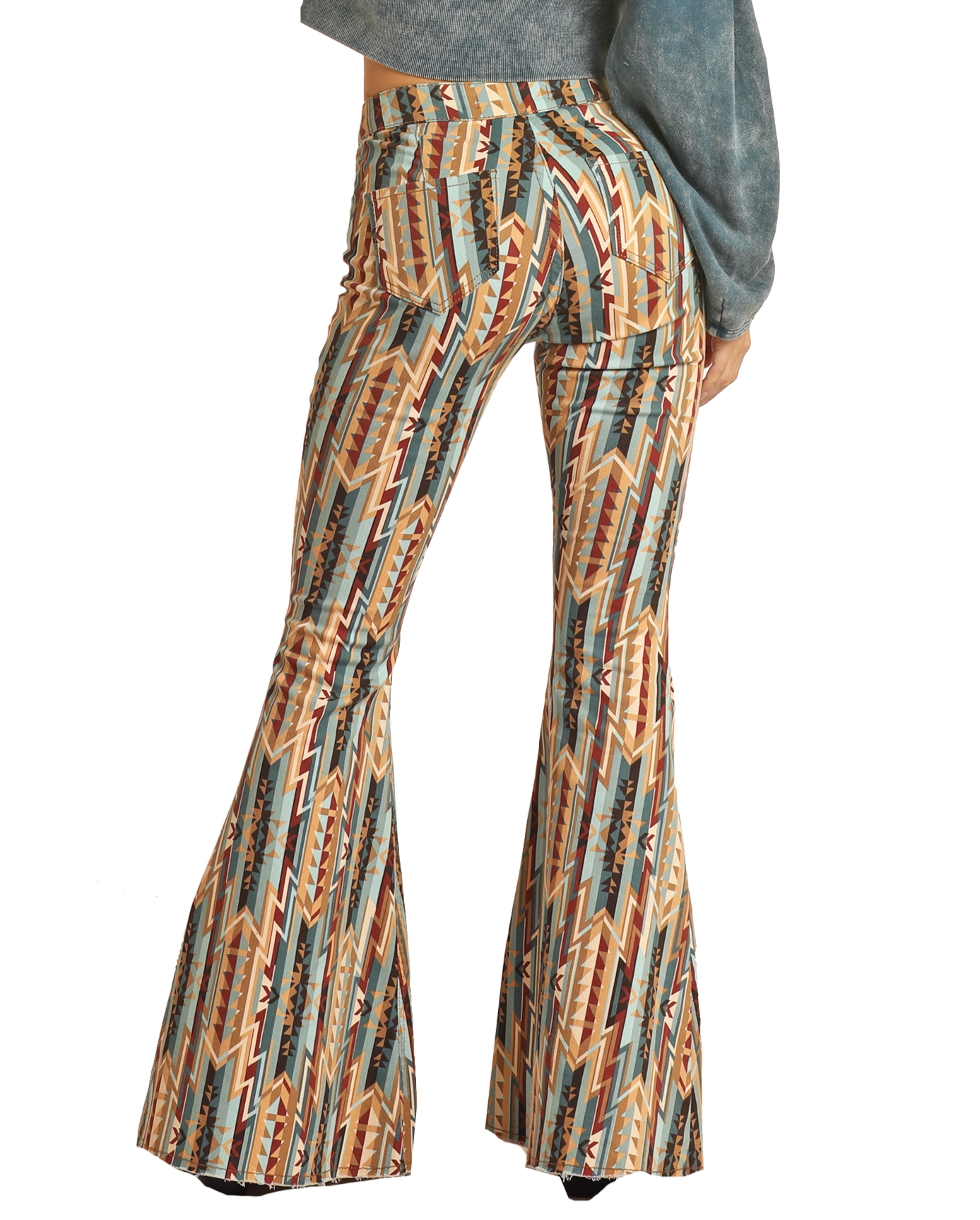 Women's Striped Aztec Button Bells Rock Roll Denim