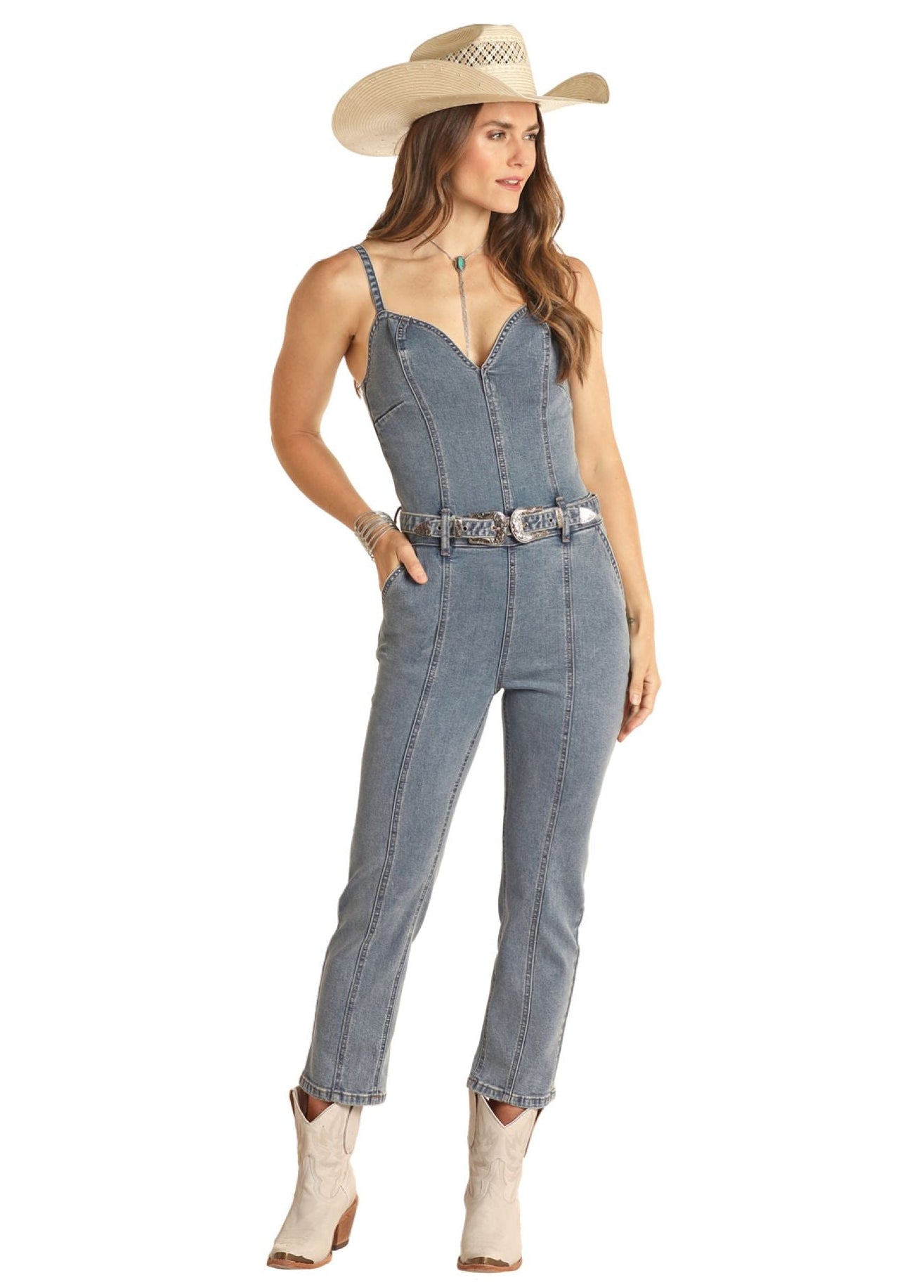 Women's Front Seams Denim Jumpsuit | Rock & Roll Denim