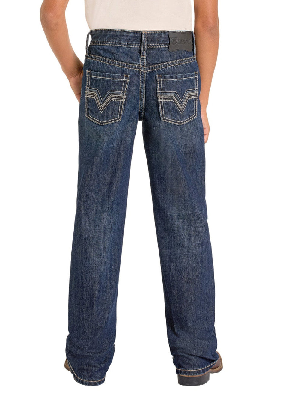 Boys' Regular Fit Dark Signature Pocket Bootcut Jeans Rock