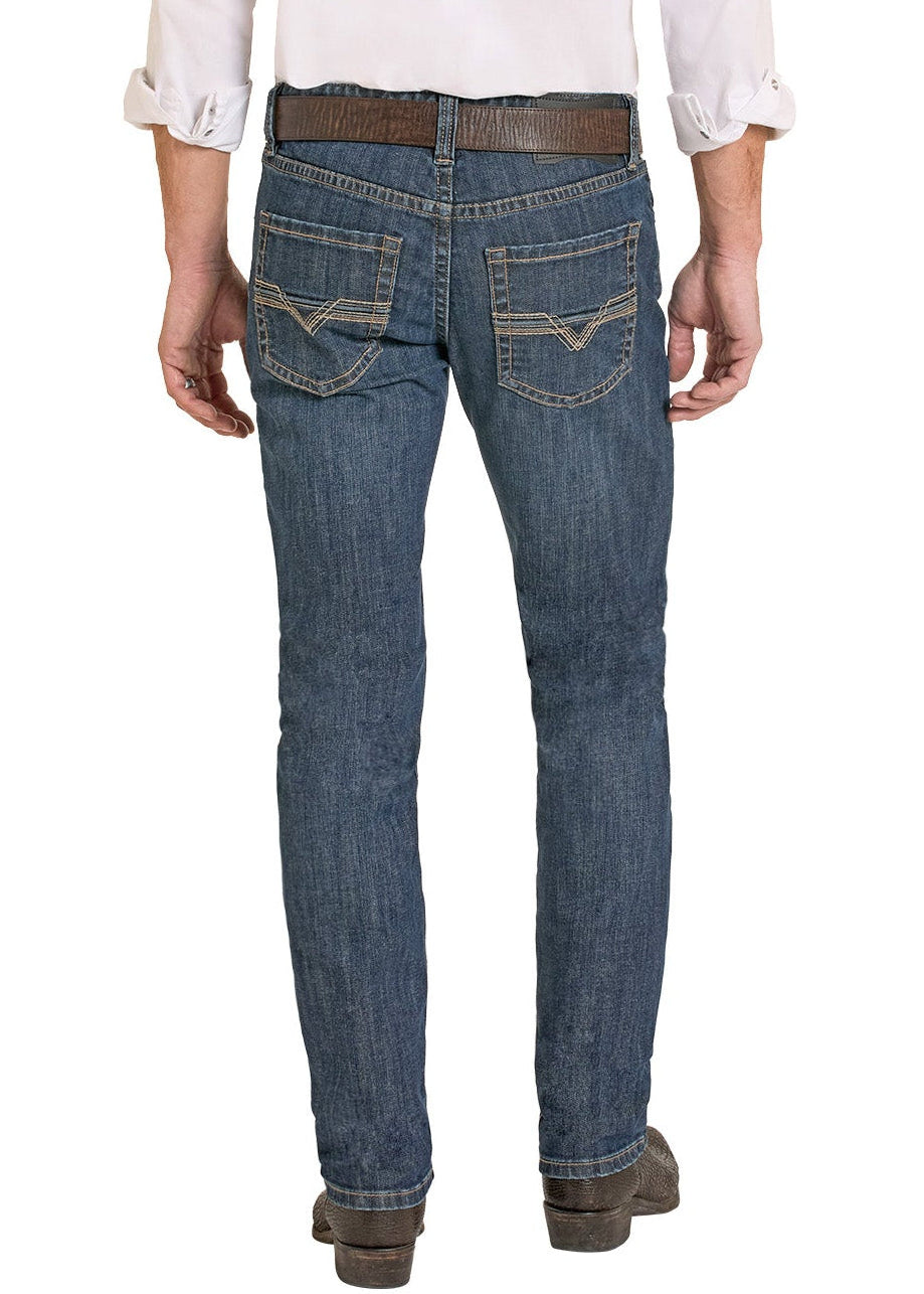 Men's Skinny Fit Classic Raised Stitch Pocket Straight Leg Jeans