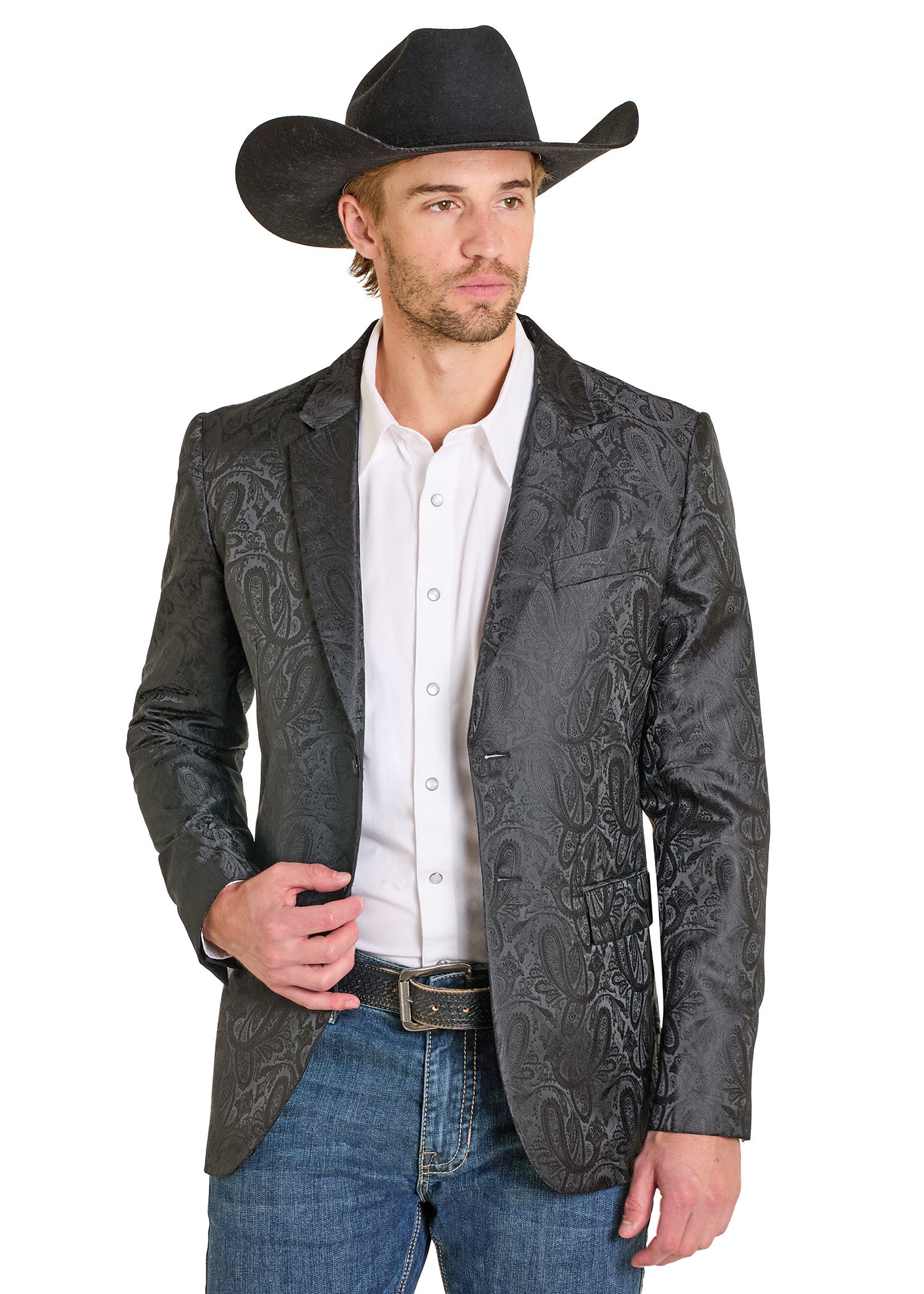 Men's Black Jacquard Paisley Sport Coat | Rock & Roll Denim Men's Black Jacquard Paisley Sport Coat | Rock & Roll Denim