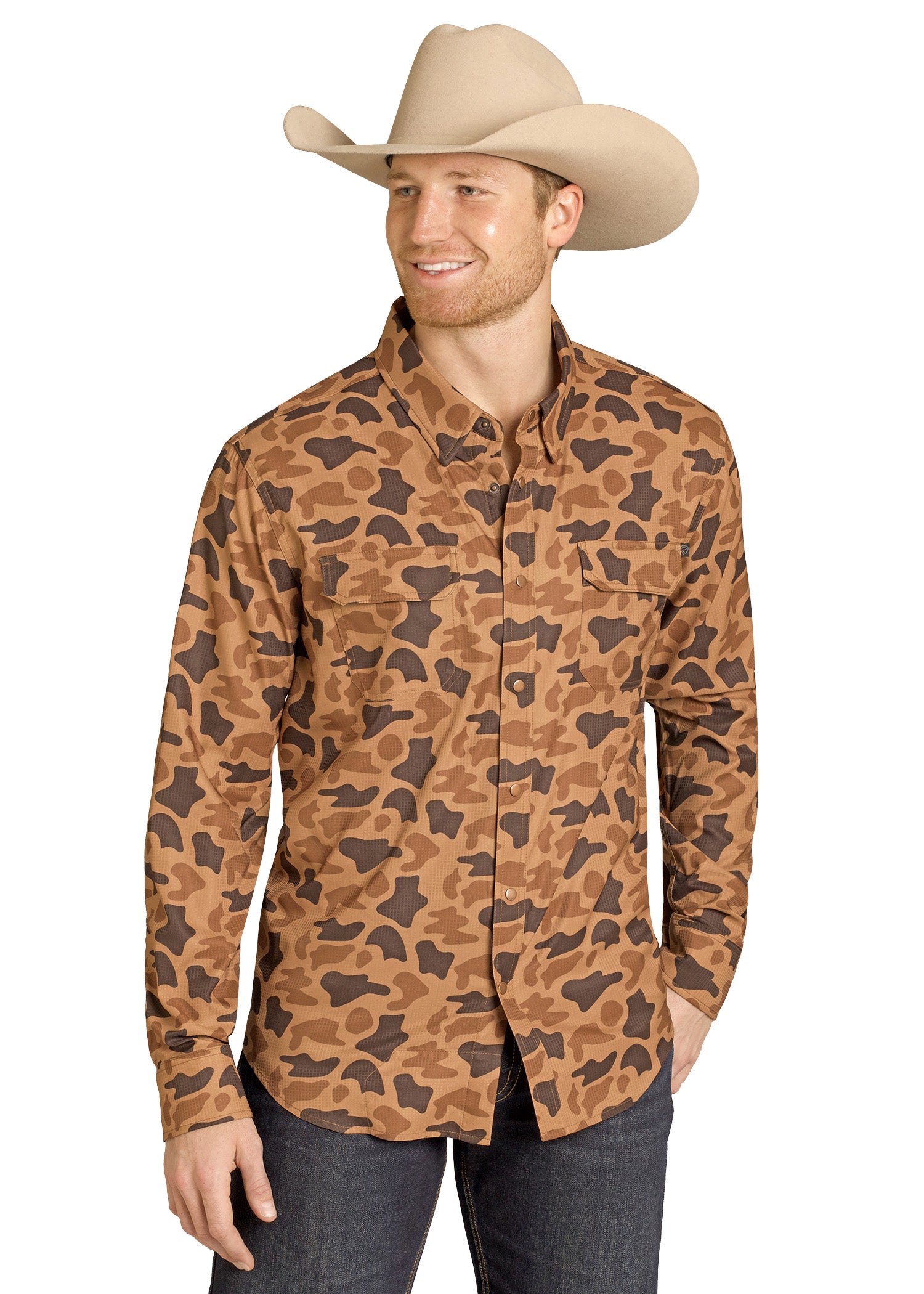 Men's Tek Western Camel Camo Long Sleeve Shirt Men's Tek Western Camel Camo Long Sleeve Shirt