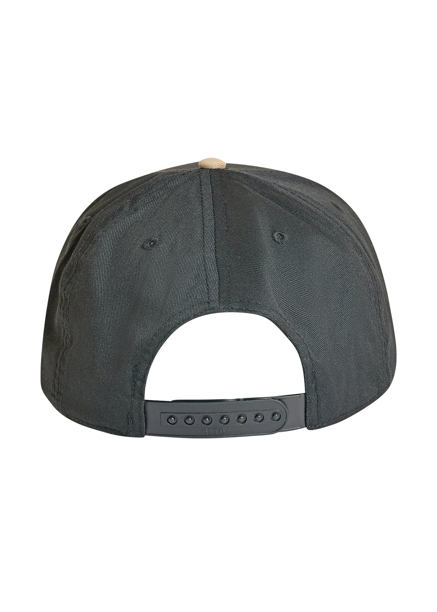 Back view of a dark gray cap on a white background