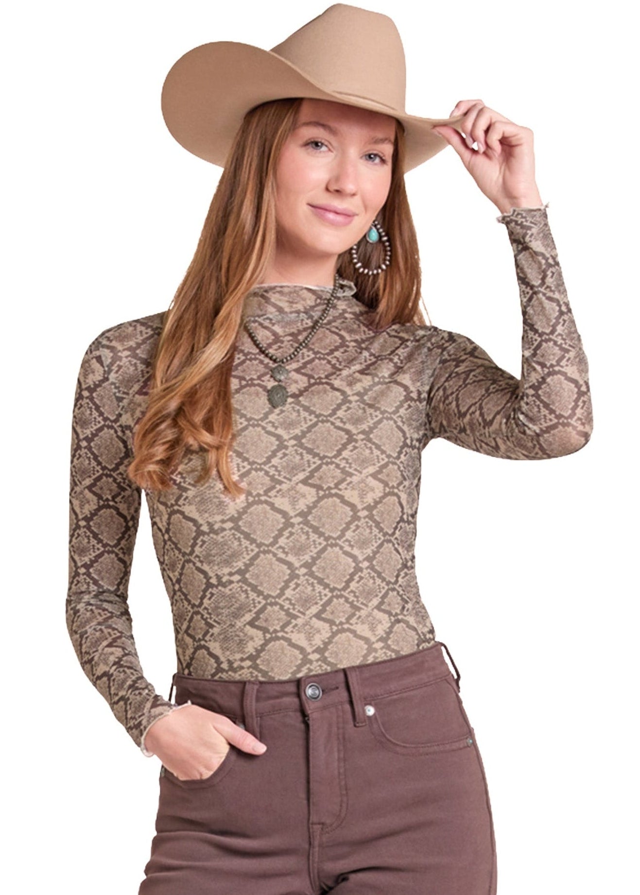 Women's Snake Print Mesh Top | Rock & Roll Denim