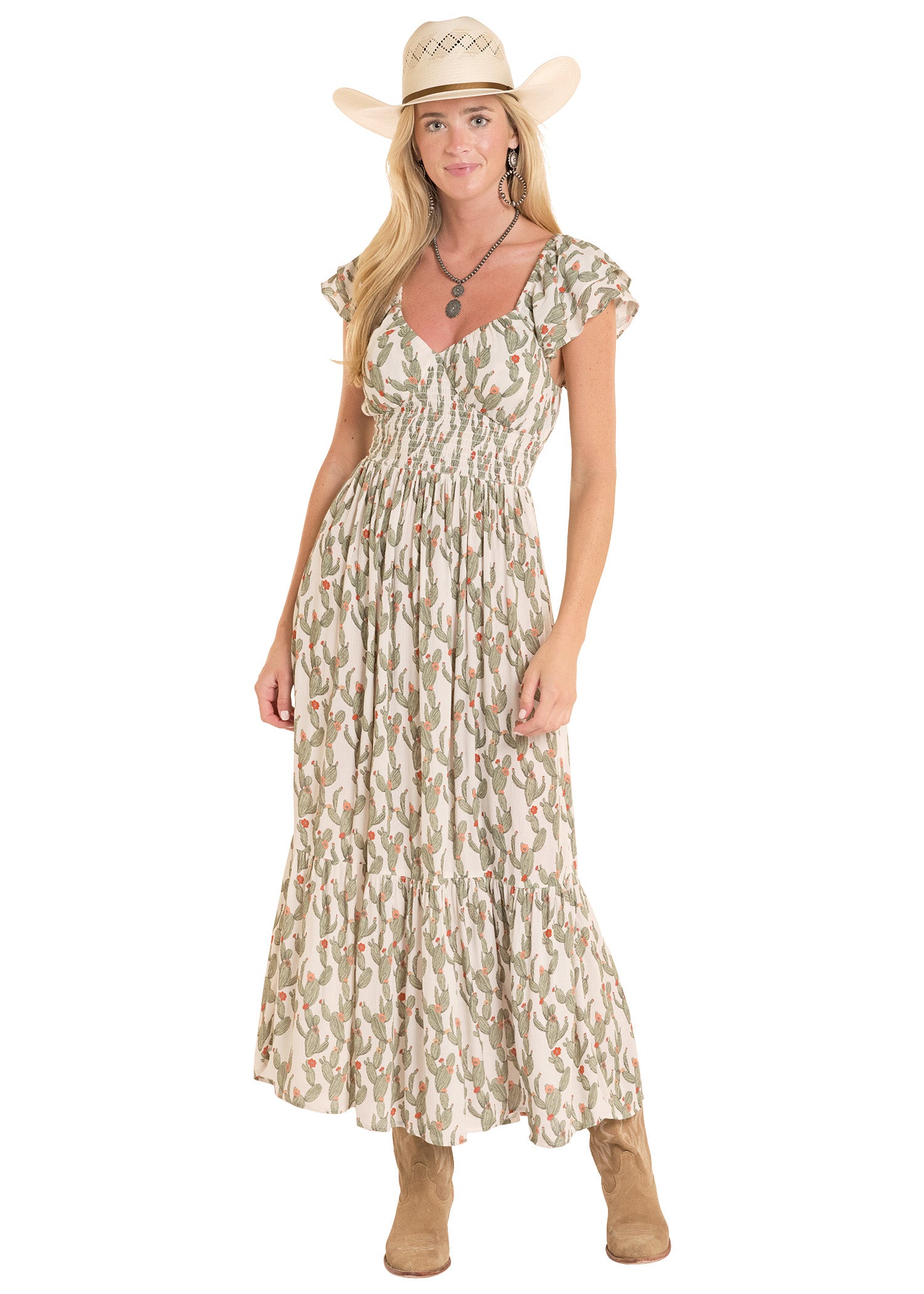 Women's Crinkle Cactus Maxi Dress