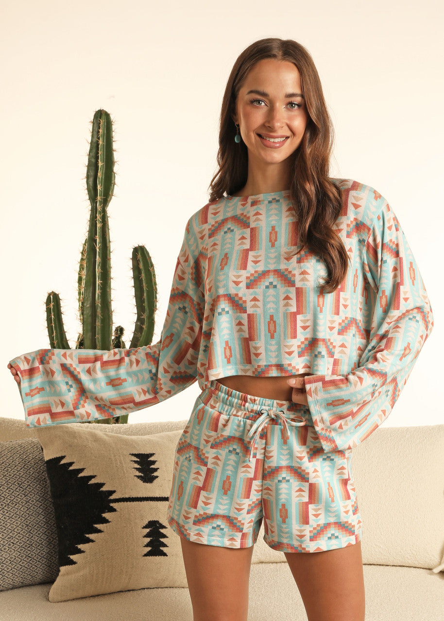 Range Bell Sleeve Aztec Pullover