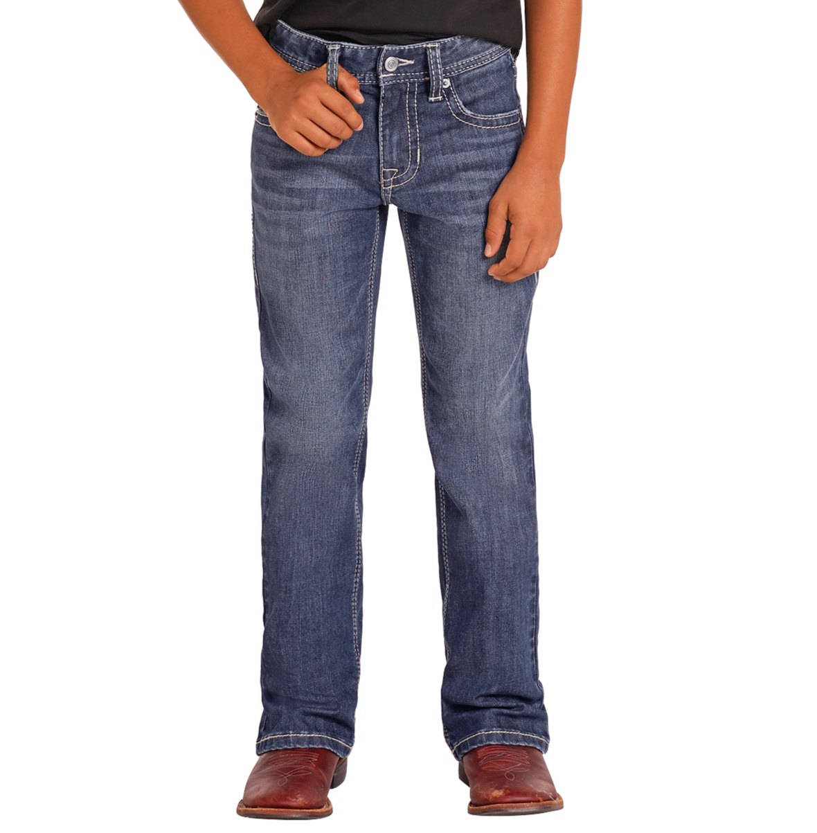 Boys' Regular Fit Two-Tone Stitch Bootcut Jeans