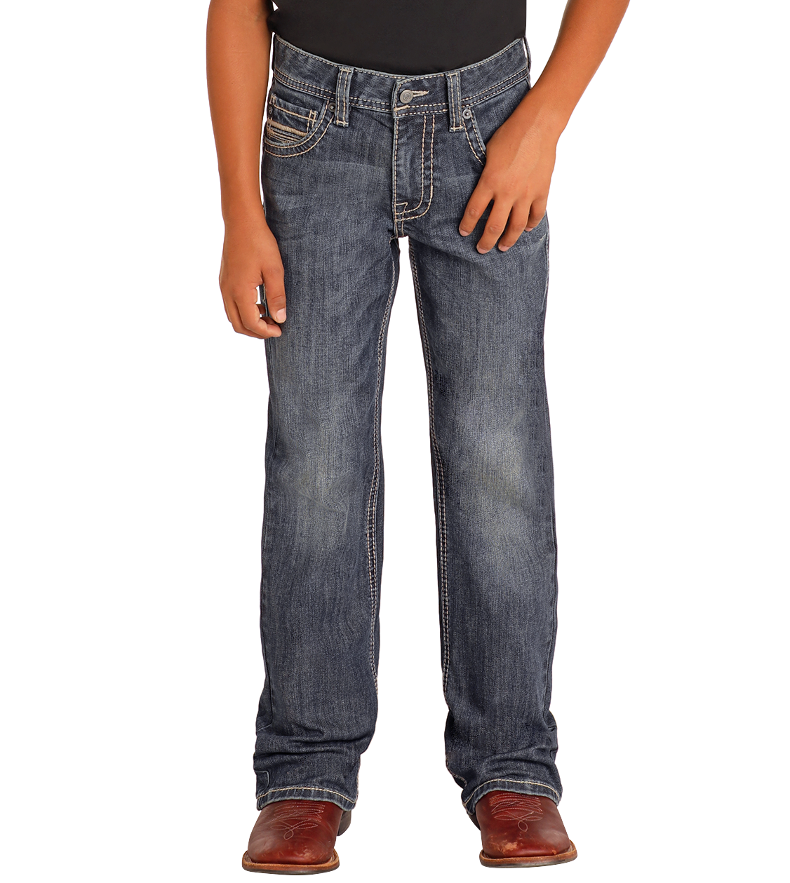 Boys' Regular Fit Rope Stitch Bootcut Jeans