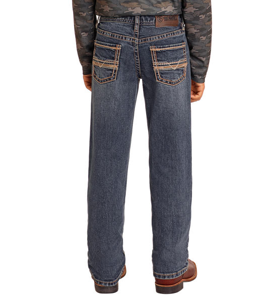 Boys' Slim Fit Ladder Stitch Straight Leg Jeans