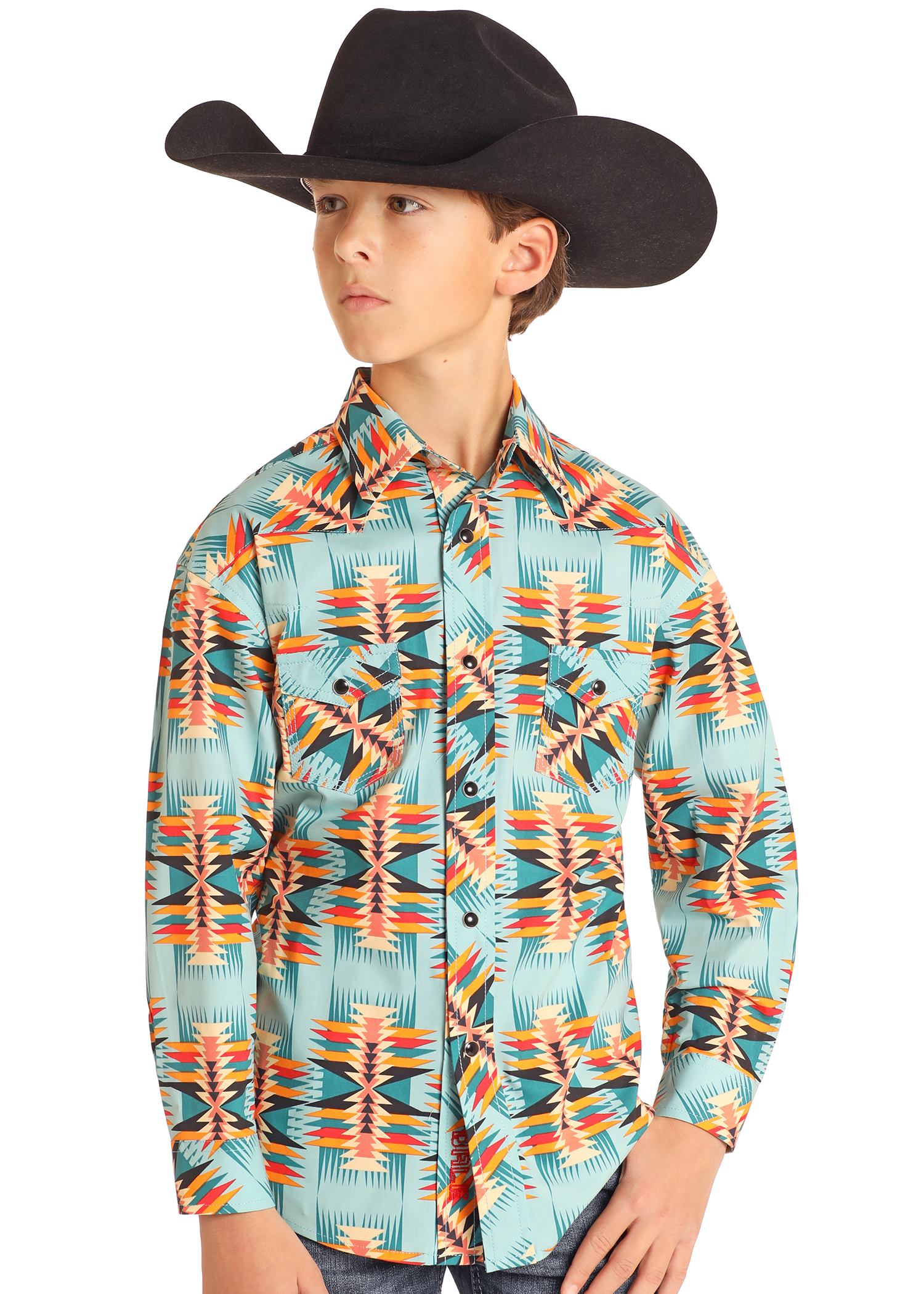 Boys' Dale Brisby Aztec Long Sleeve Snap Shirt