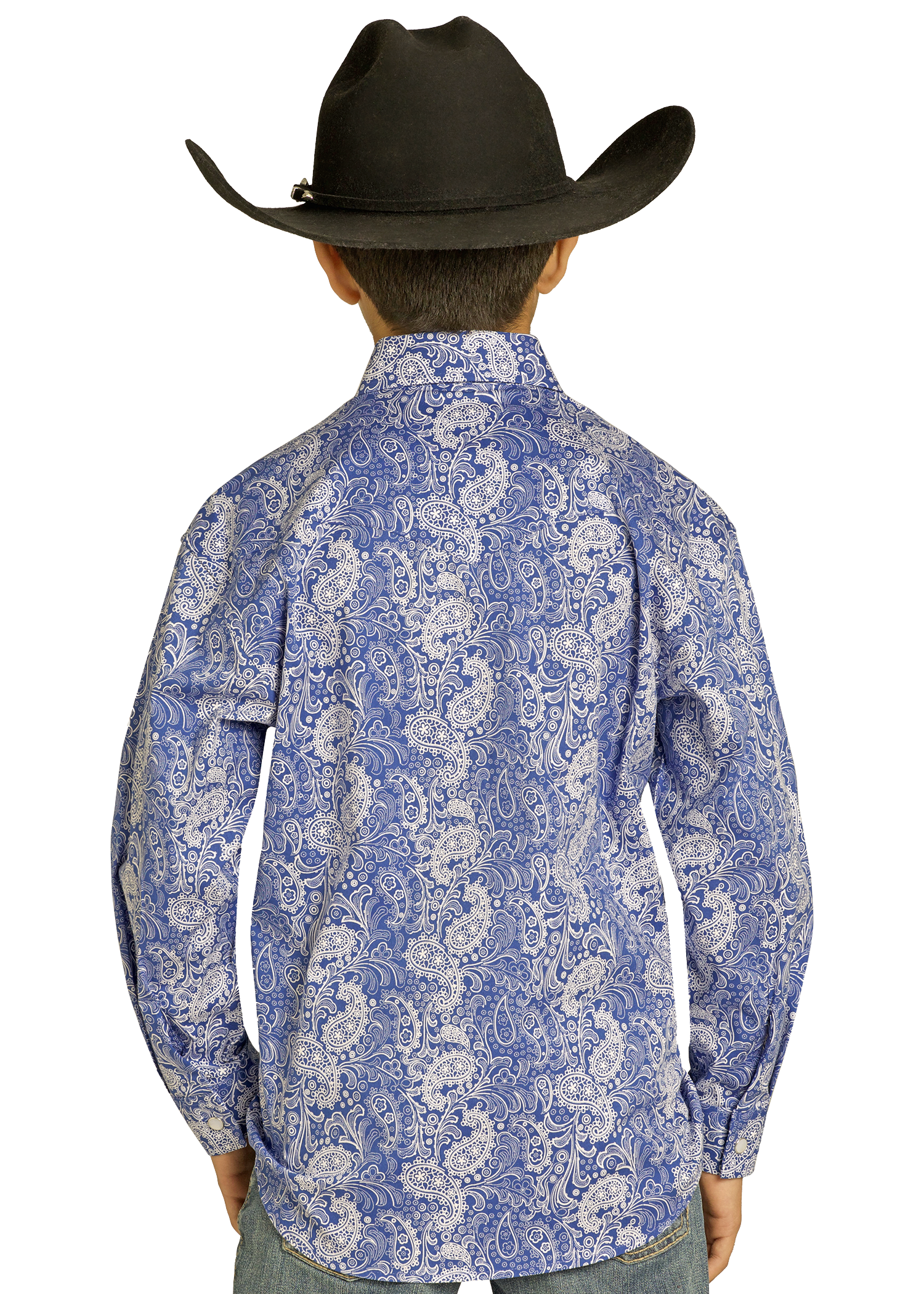 Boys' Blue Paisley Print Long Sleeve Snap Shirt Boys' Blue Paisley Print Long Sleeve Snap Shirt