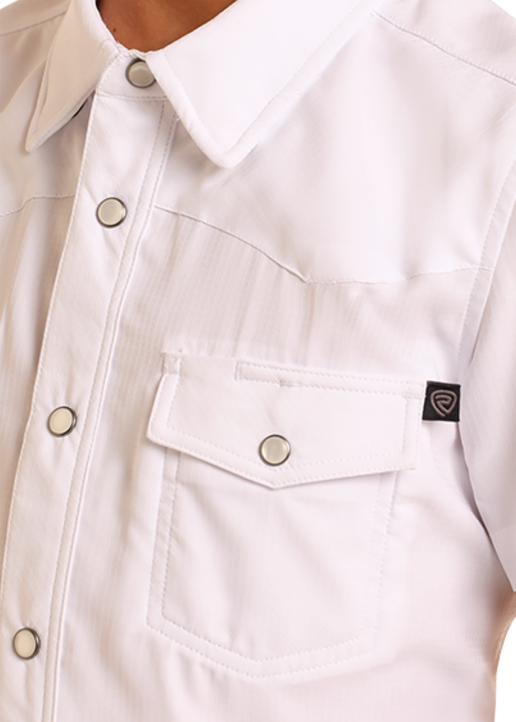White boys shirt with collar and buttons on a white background