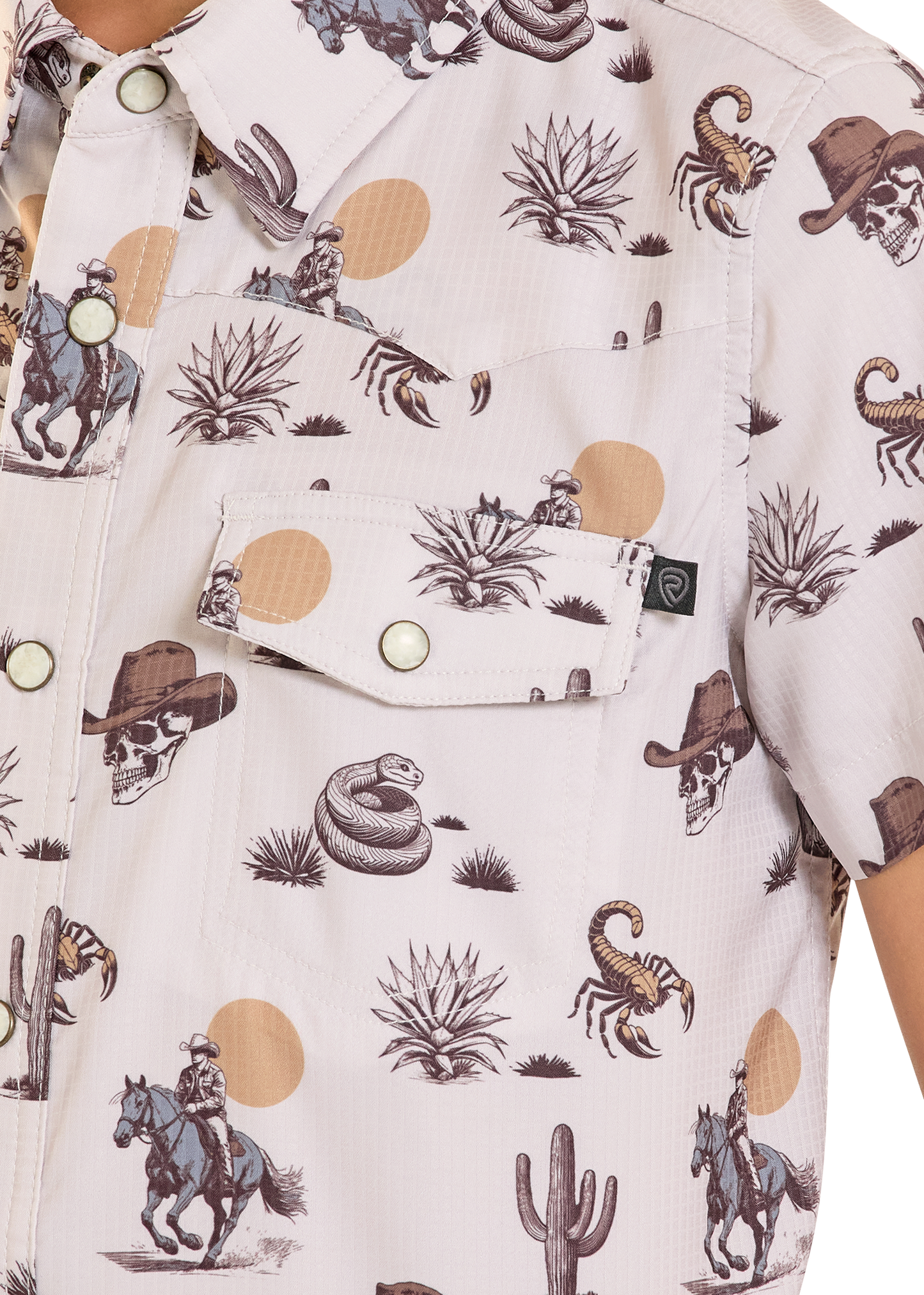 Western desert patterned boys shirt with snap closure 