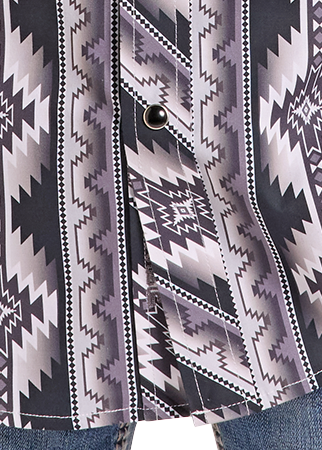 Detail image of an Aztec snap shirt. 