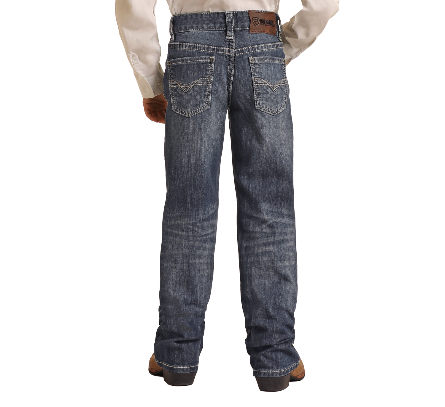 Boys' Light Grey Top-Stitching Regular Fit Bootcut Jeans