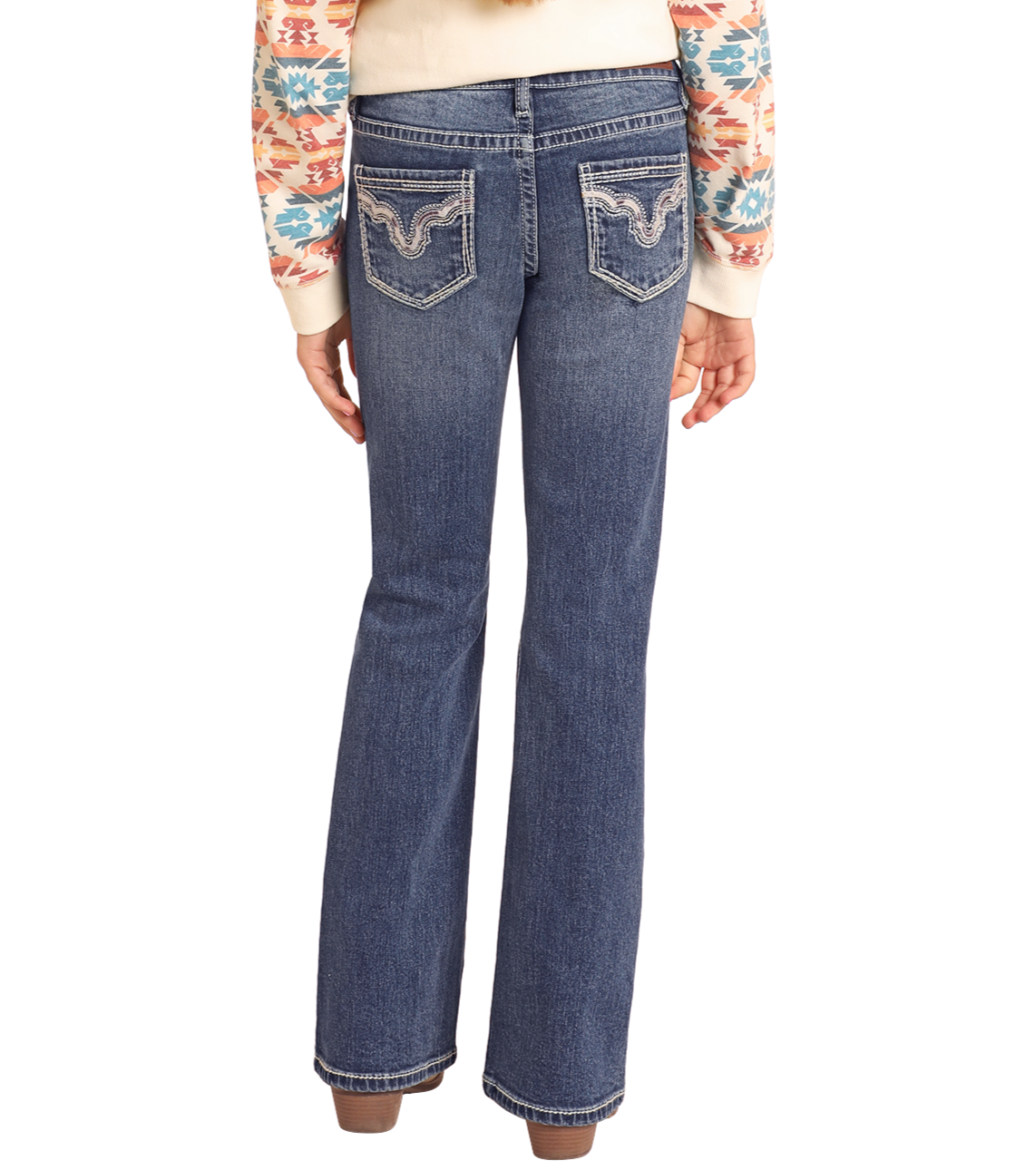 Girls' Mid Rise Cowhide Embroidered Bootcut Jeans