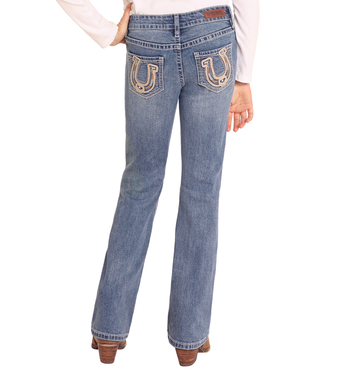 Girls' Mid Rise Horseshoe Embroidered Bootcut Jeans