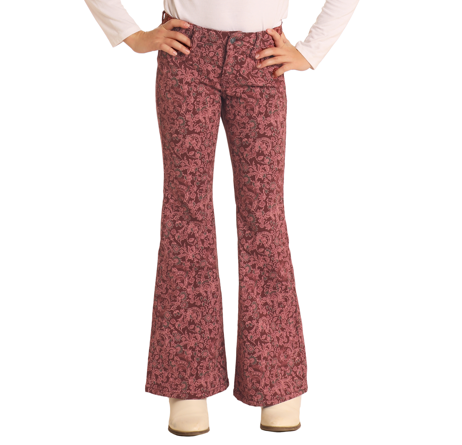 Girls' Horseshoe Print Flare Jeans