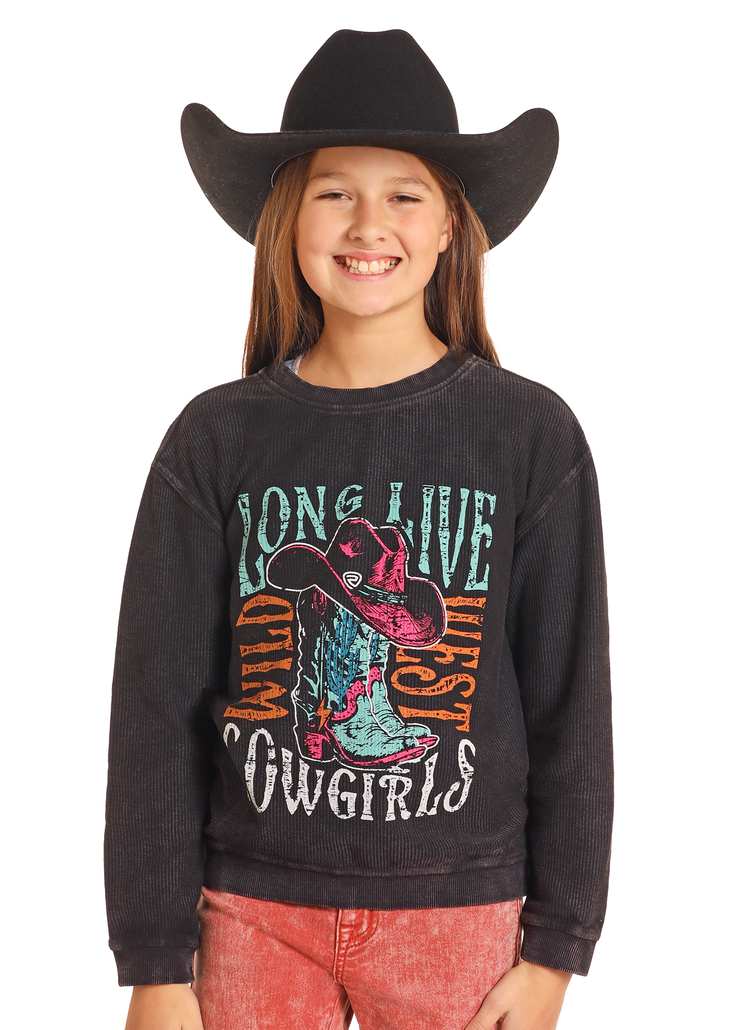 Girls' Long Live Cowgirls Graphic Pullover