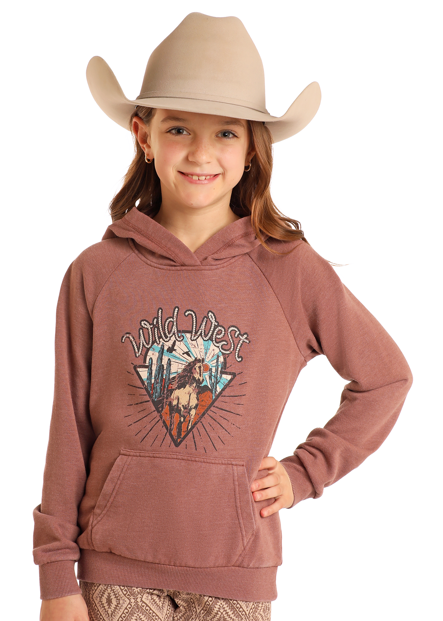 Girls' Wild West Graphic Hoodie Rock Roll Denim