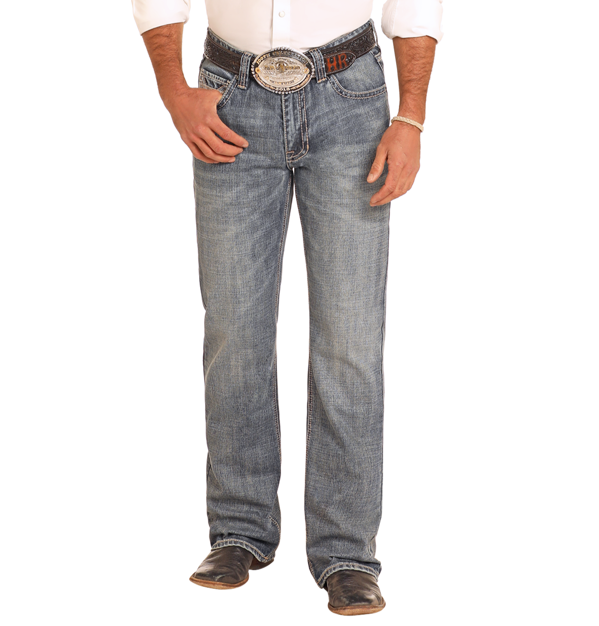 Relaxed Fit Two-Tone Stitch Bootcut Jeans