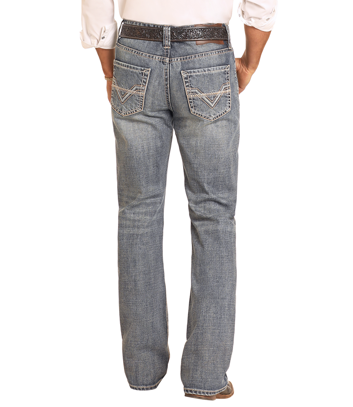 Relaxed Fit Two-Tone Stitch Bootcut Jeans