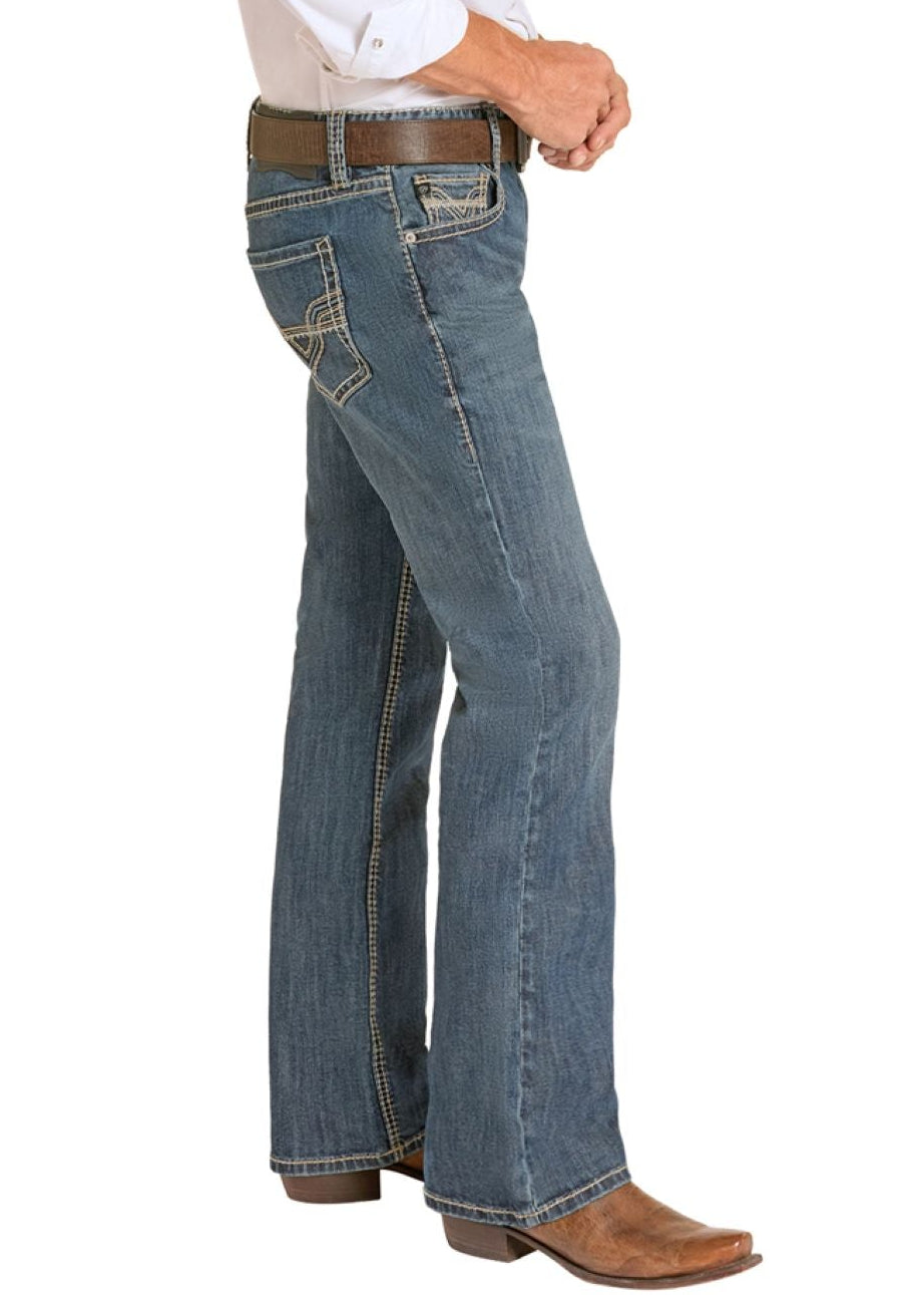 Men's Regular Fit Dual Tone Stitch Bootcut Jeans