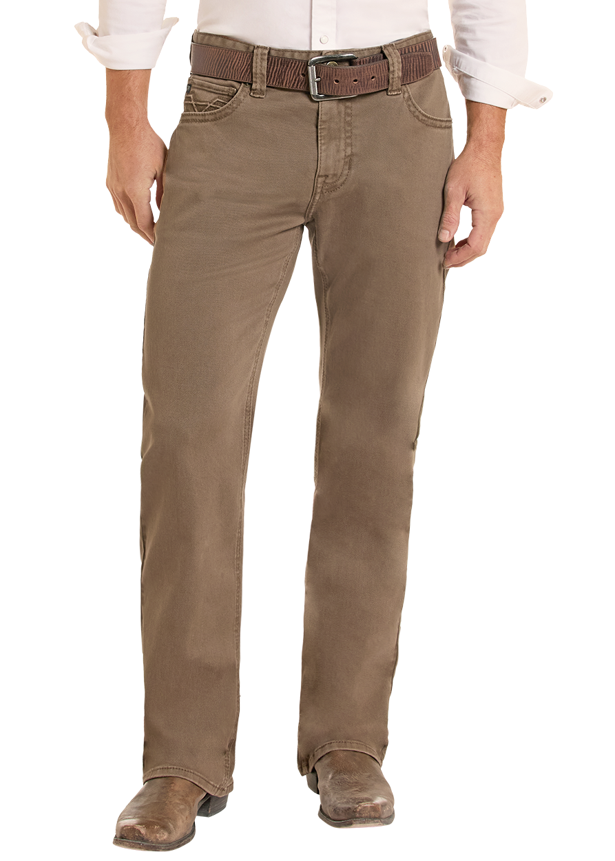 man wearing brown jeans. 